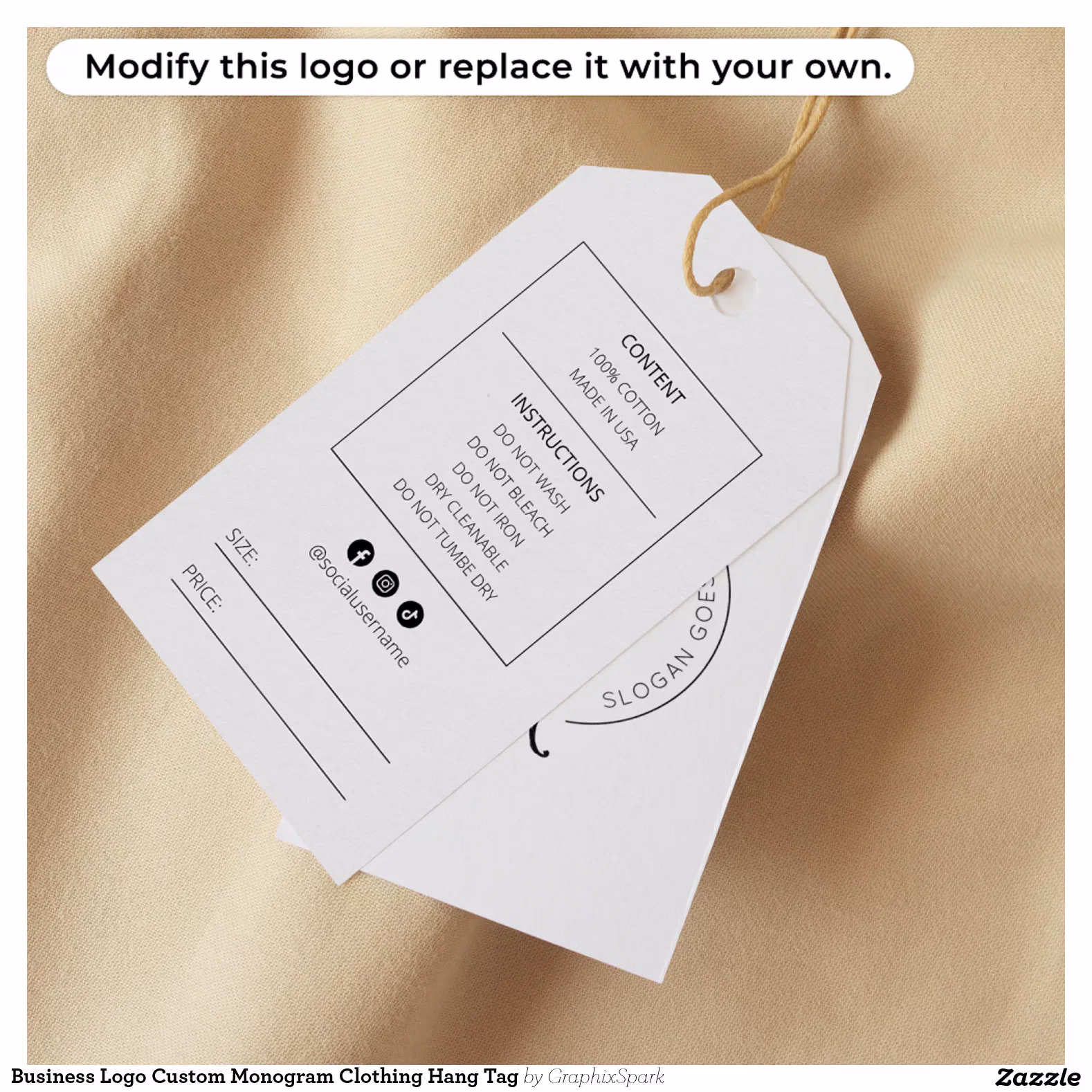 Business Logo Custom Monogram Clothing Hang Tag