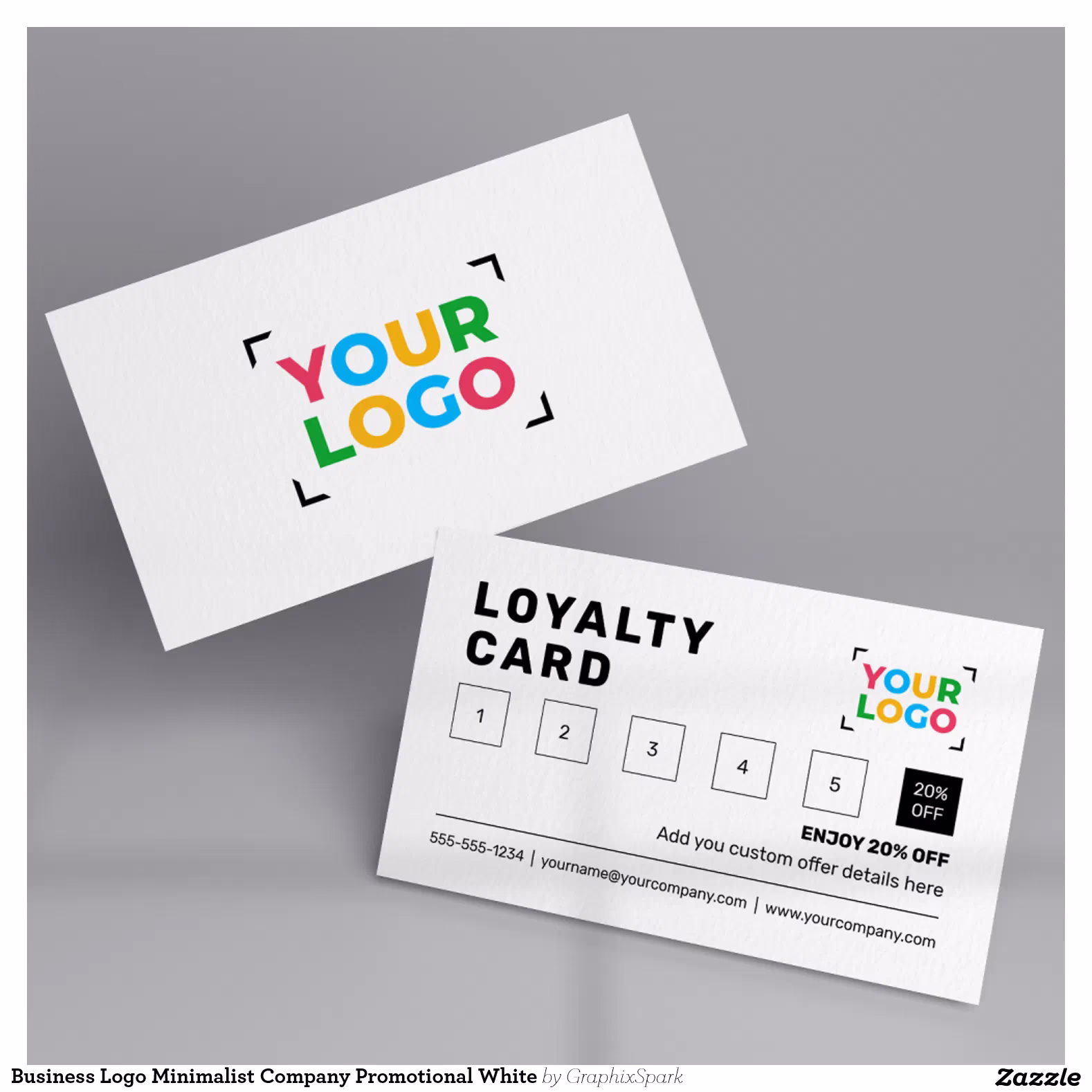 Business Logo Minimalist Company Promotional White Loyalty Card