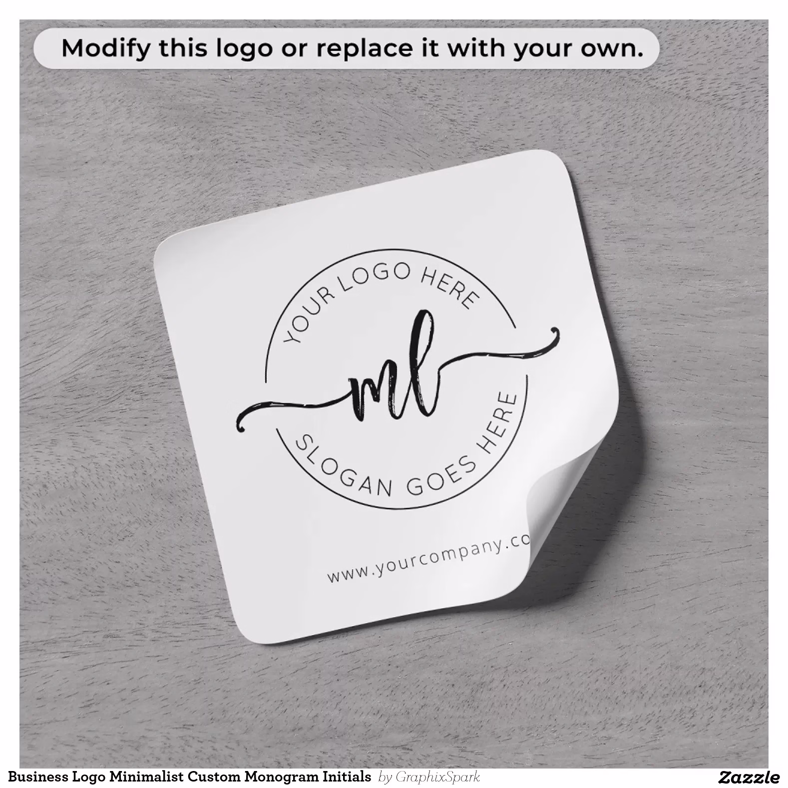 Business Logo Minimalist Custom Monogram Initials  Square Sticker