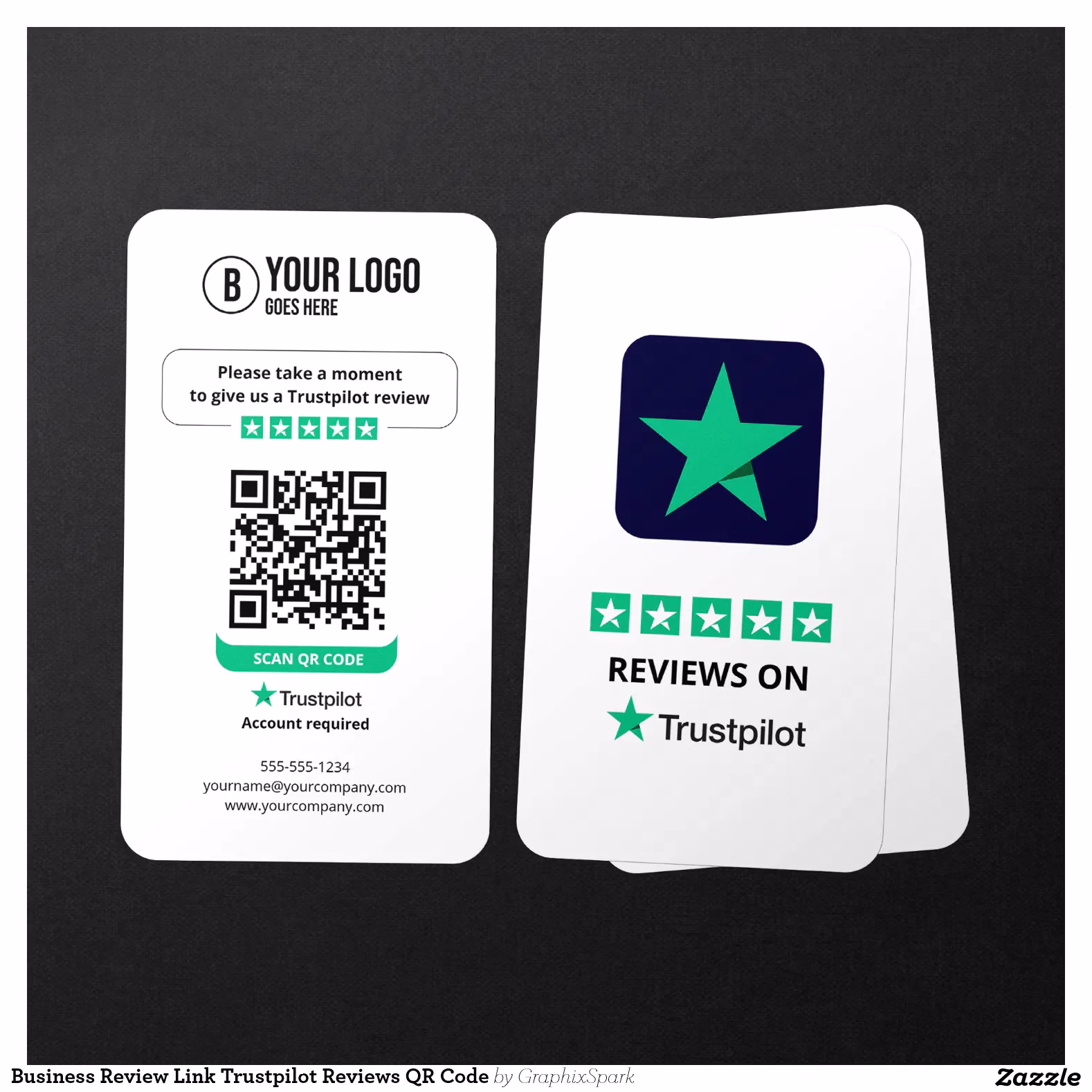 Business Review Link Trustpilot Reviews QR Code Business Card