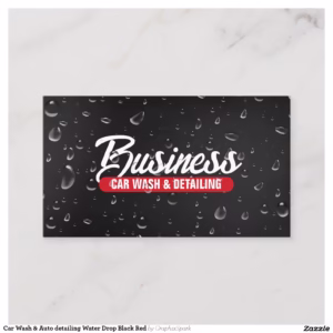 Car Wash & Auto detailing Water Drop Black Red Business Card