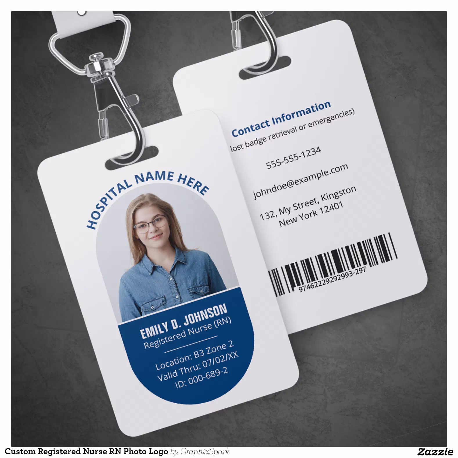 Custom Registered Nurse RN Photo Logo Badge