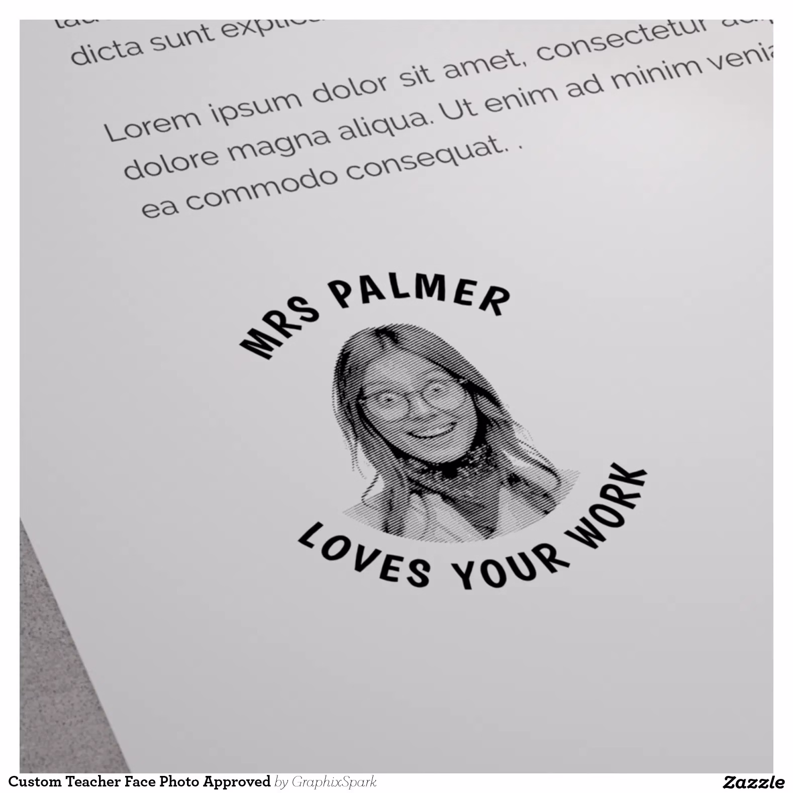 Custom Teacher Face Photo Approved Rubber Stamp