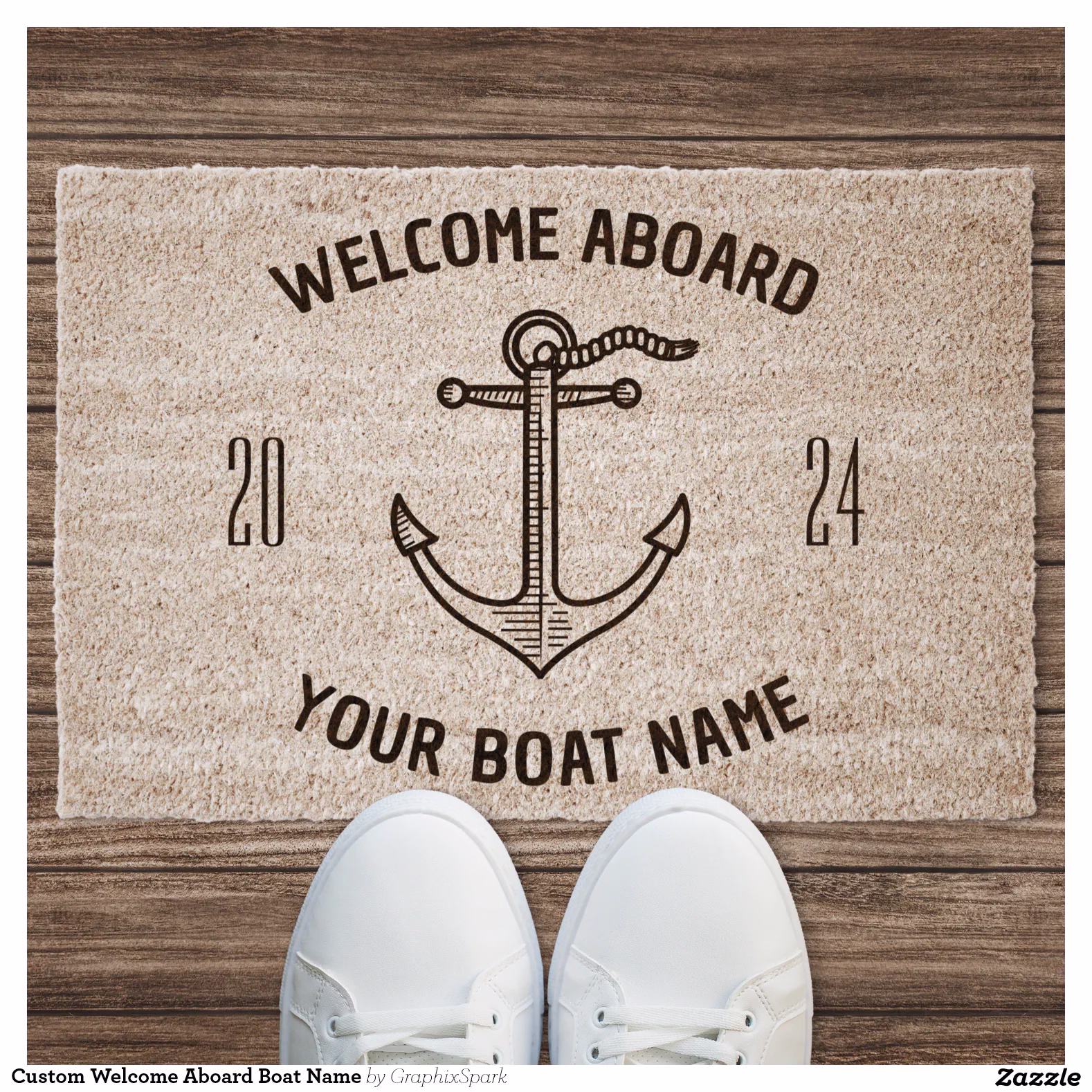 Custom Welcome Aboard Boat Name Fiber Doormat