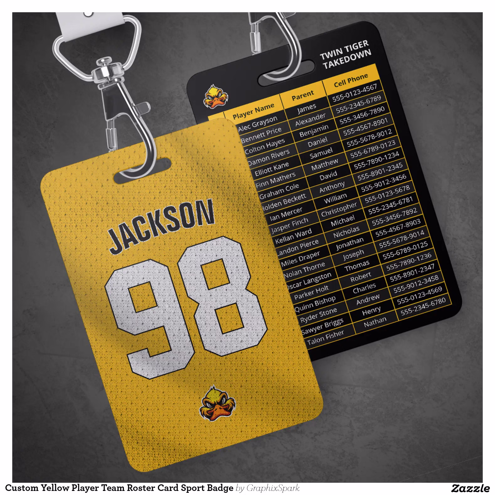 Custom Yellow Player Team Roster Card Sport Badge