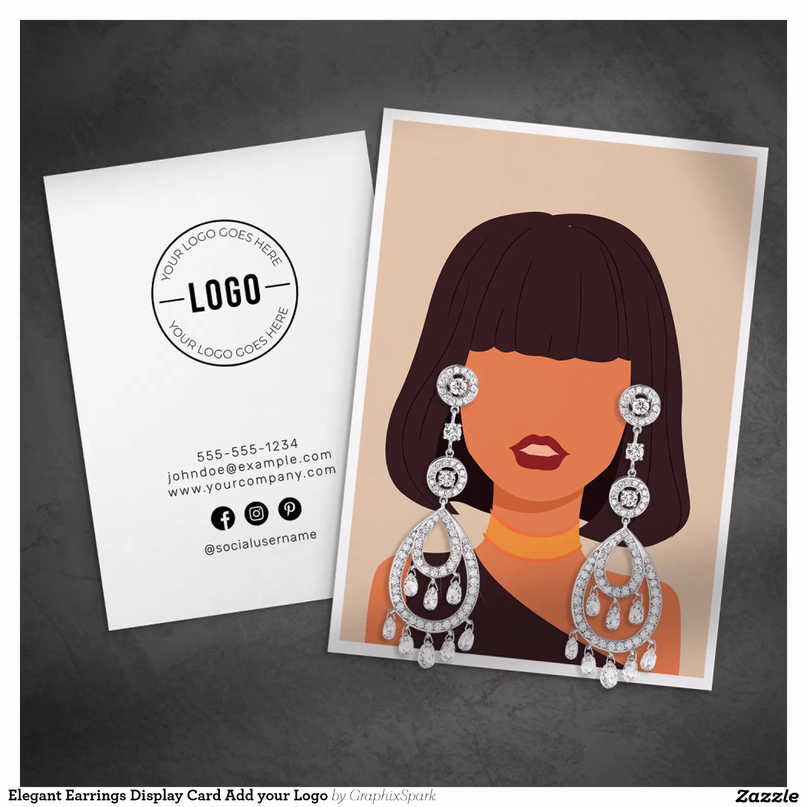 Elegant Earrings Display Card Add your Logo