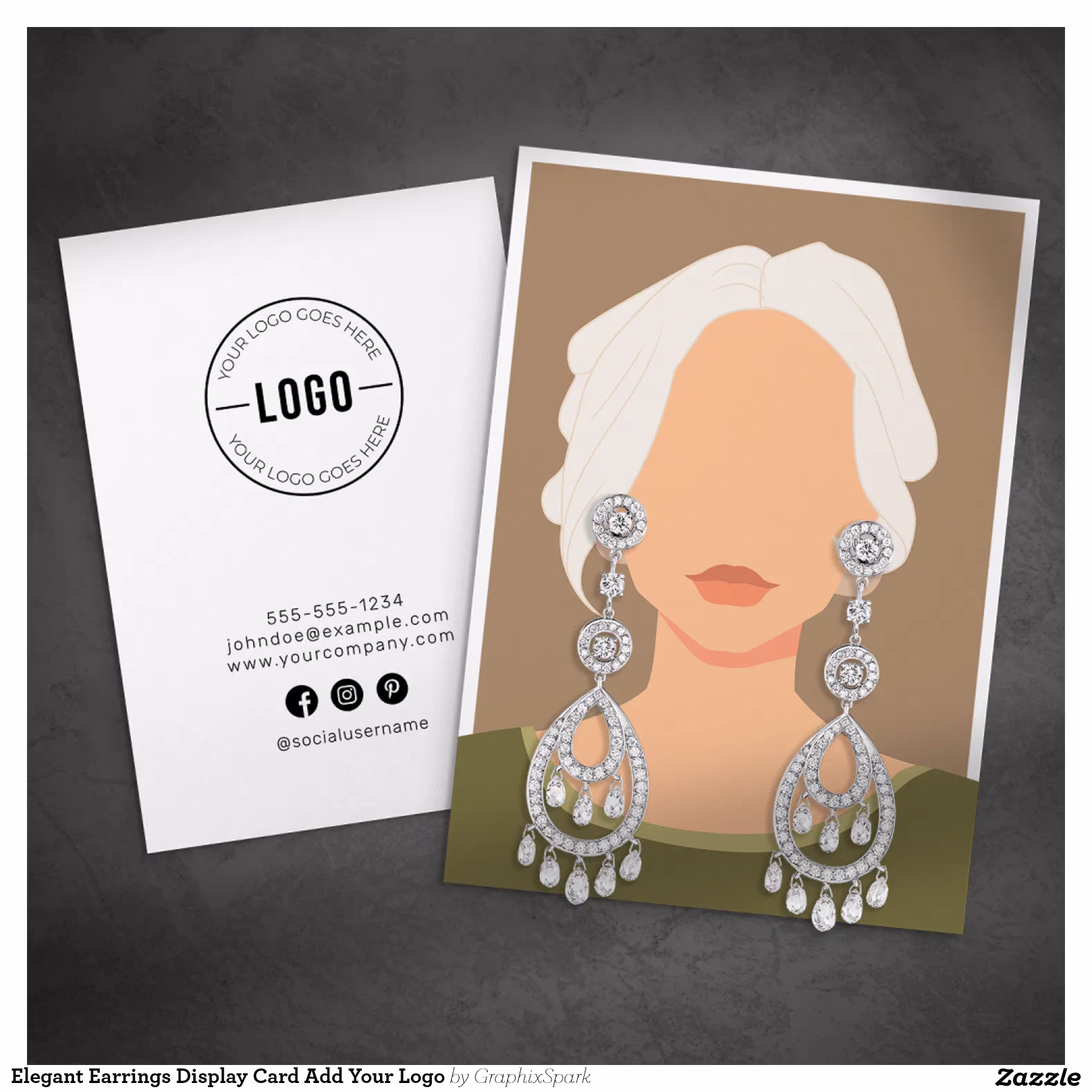 Elegant Earrings Display Card Add Your Logo