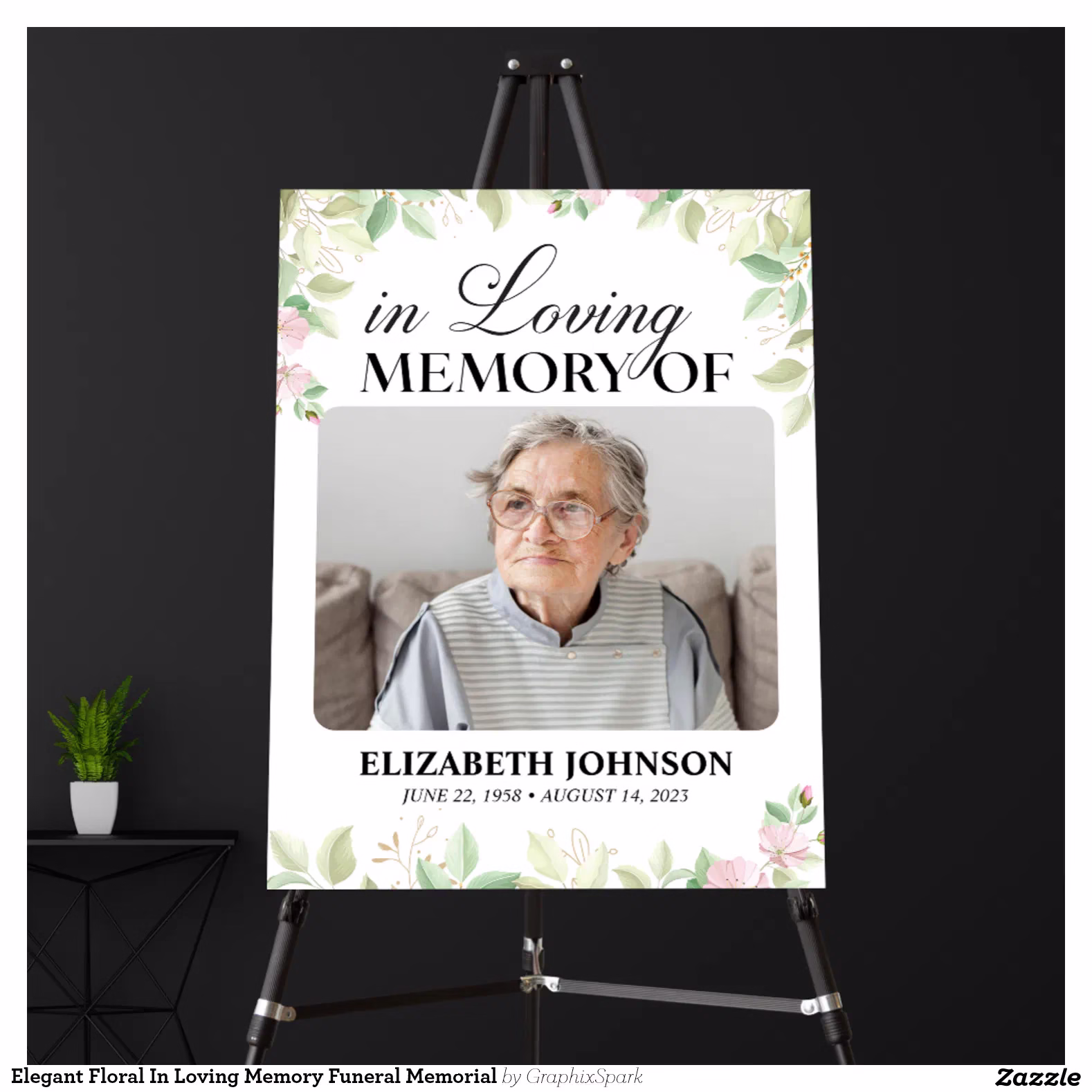 Elegant Floral In Loving Memory Funeral Memorial Foam Board