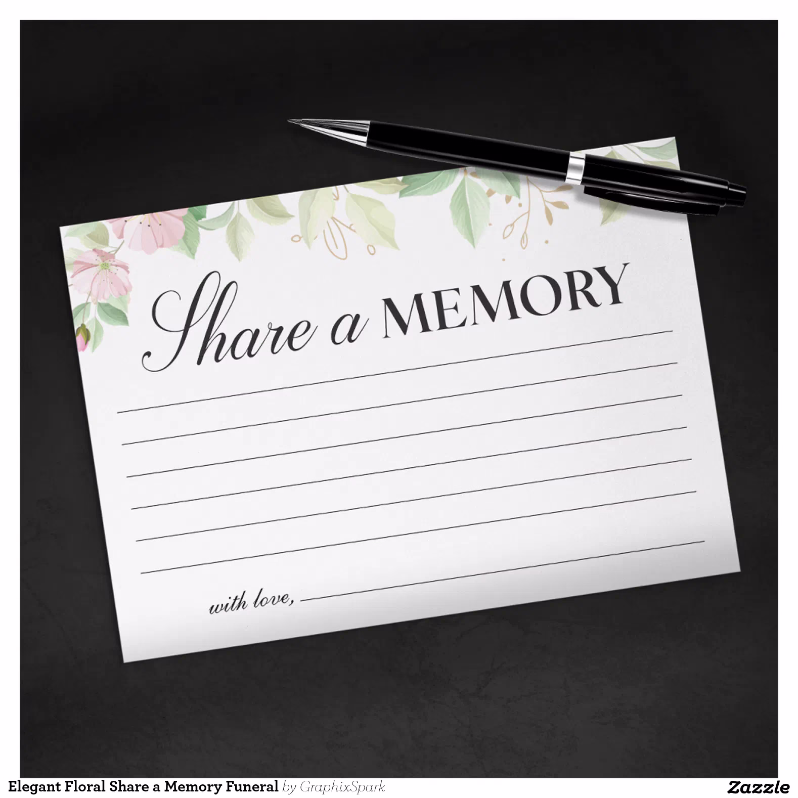 Elegant Floral Share a Memory Funeral Enclosure Card
