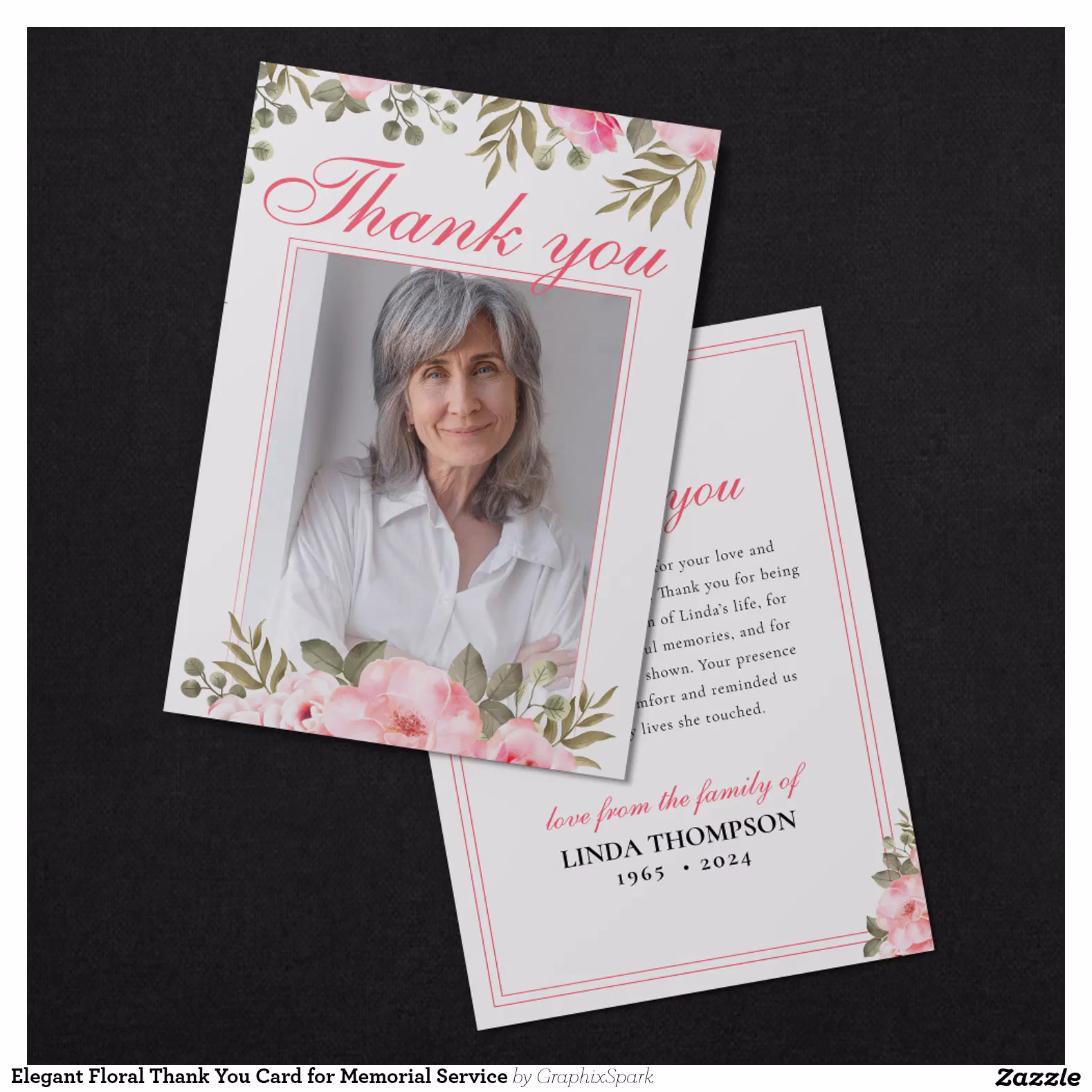 Elegant Floral Thank You Card for Memorial Service