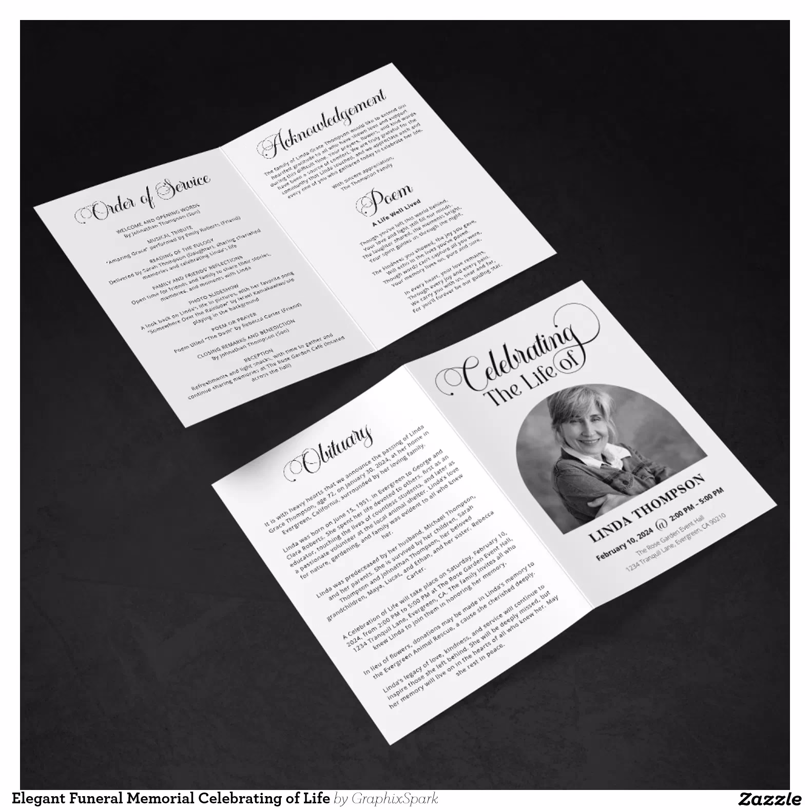 Elegant Funeral Memorial Celebrating of Life Program