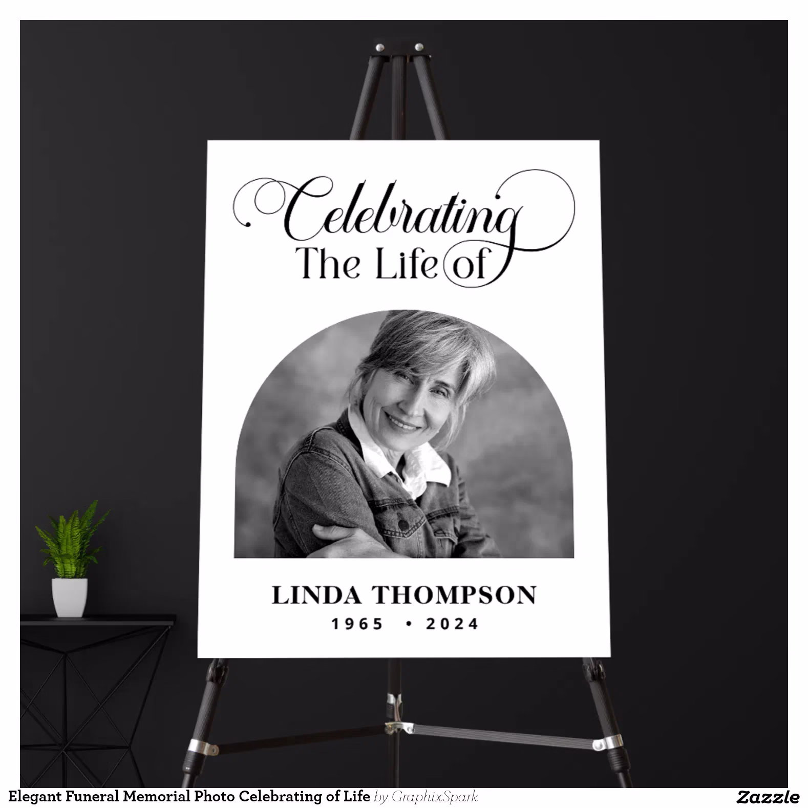 Elegant Funeral Memorial Photo Celebrating of Life Foam Board