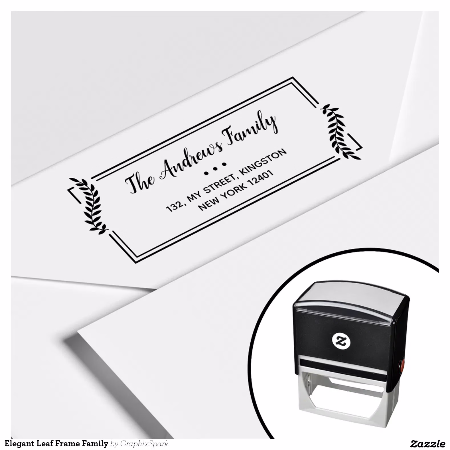 Elegant Leaf Frame Family Self-inking Stamp
