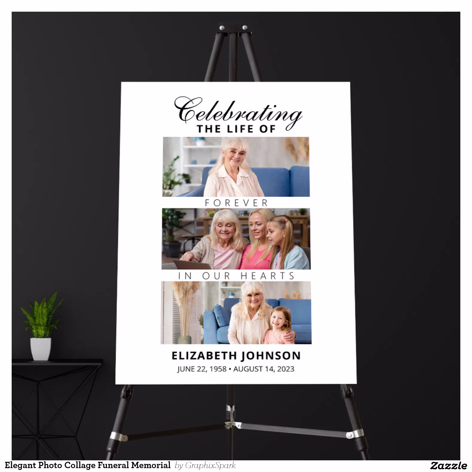 Elegant Photo Collage Funeral Memorial  Foam Board