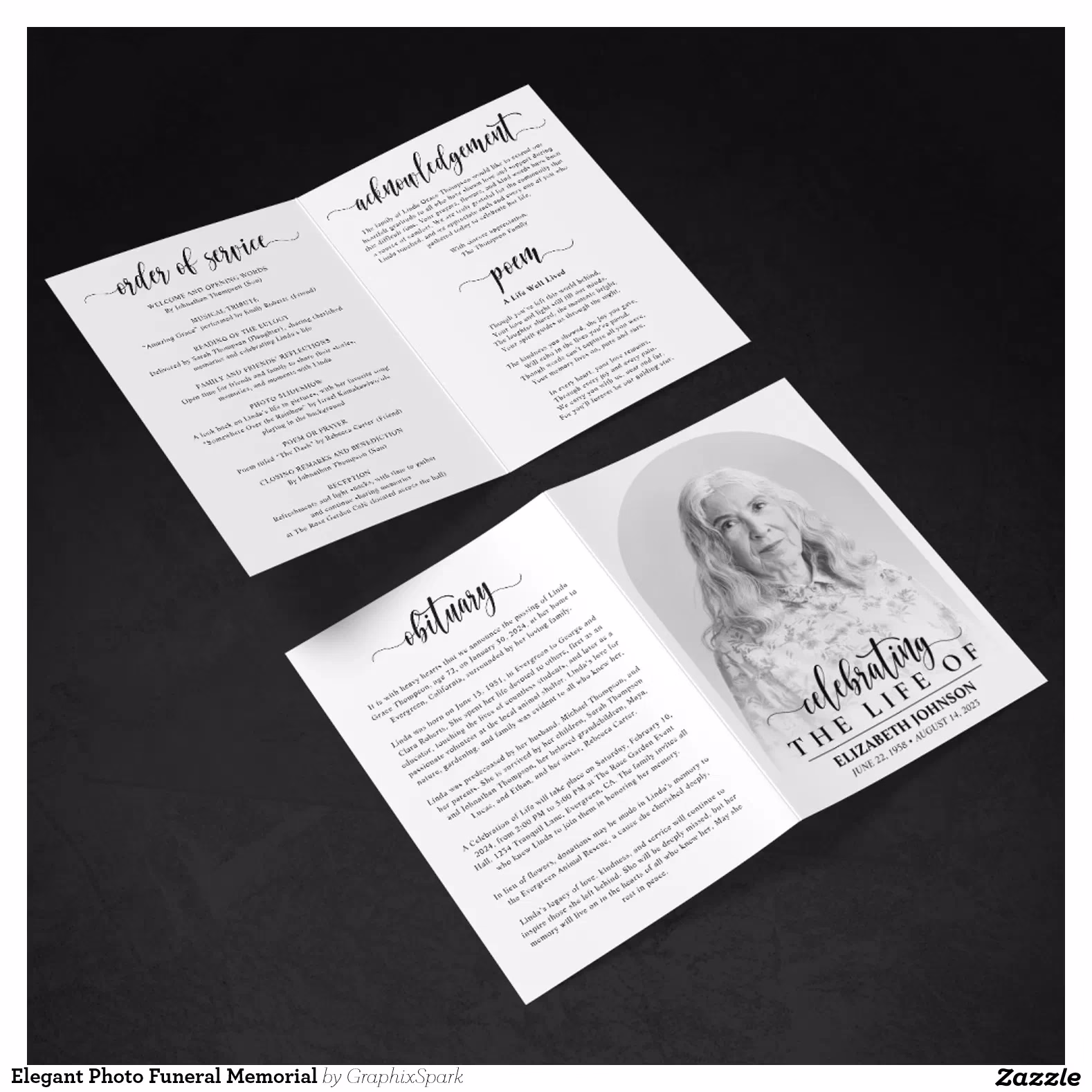 Elegant Photo Funeral Memorial Program