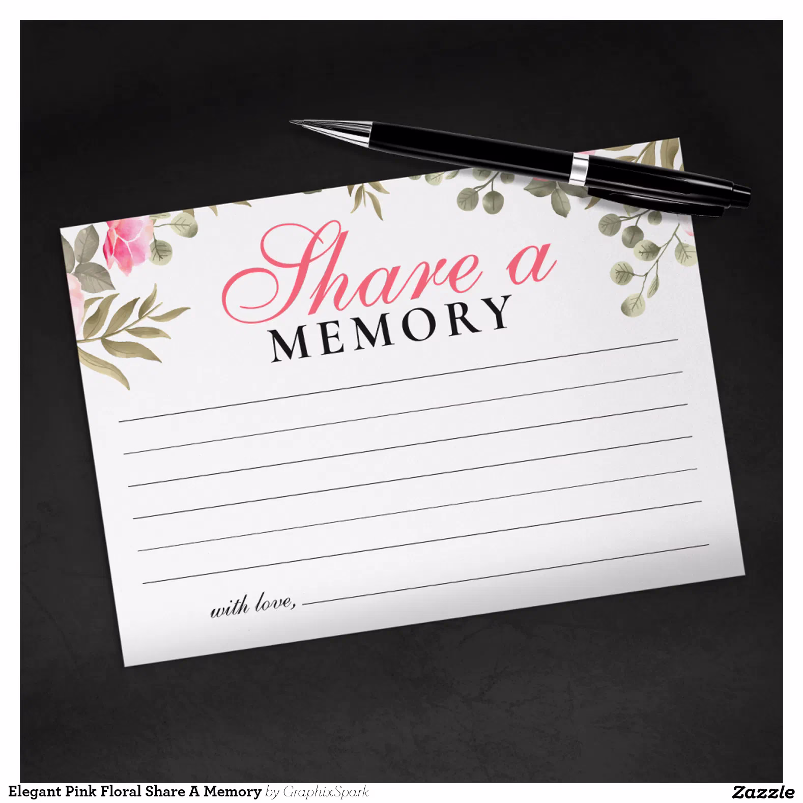 Elegant Pink Floral Share A Memory Enclosure Card