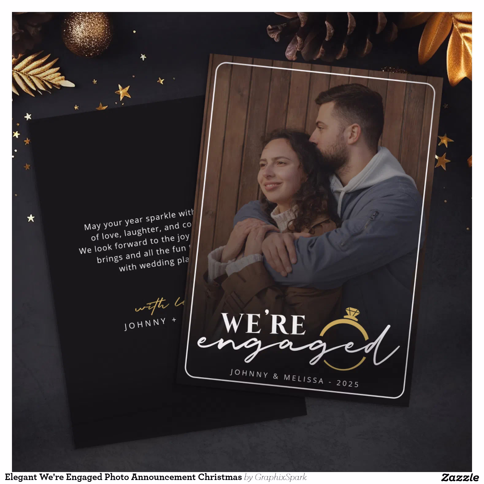 Elegant We're Engaged Photo Announcement Christmas