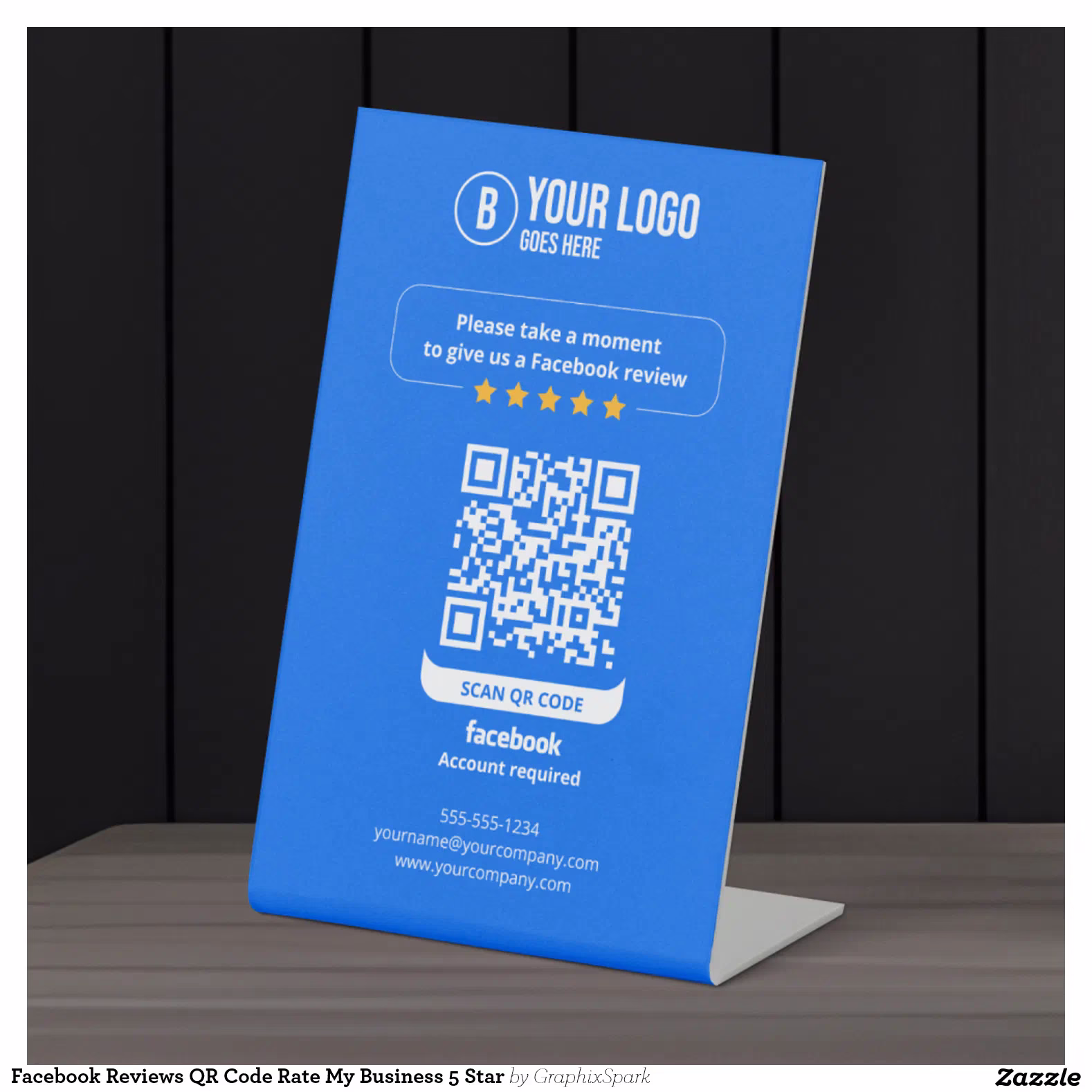 Facebook Reviews QR Code Rate My Business 5 Star Pedestal Sign