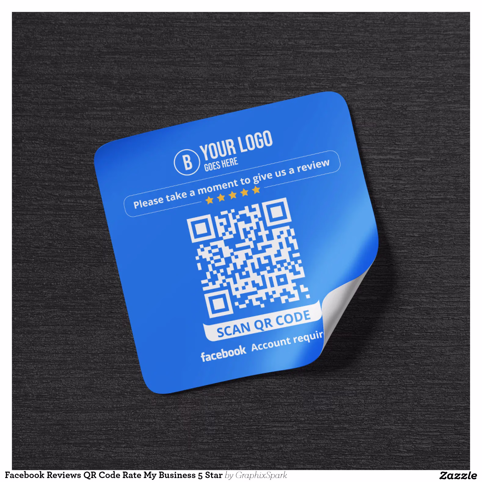Facebook Reviews QR Code Rate My Business 5 Star Square Sticker