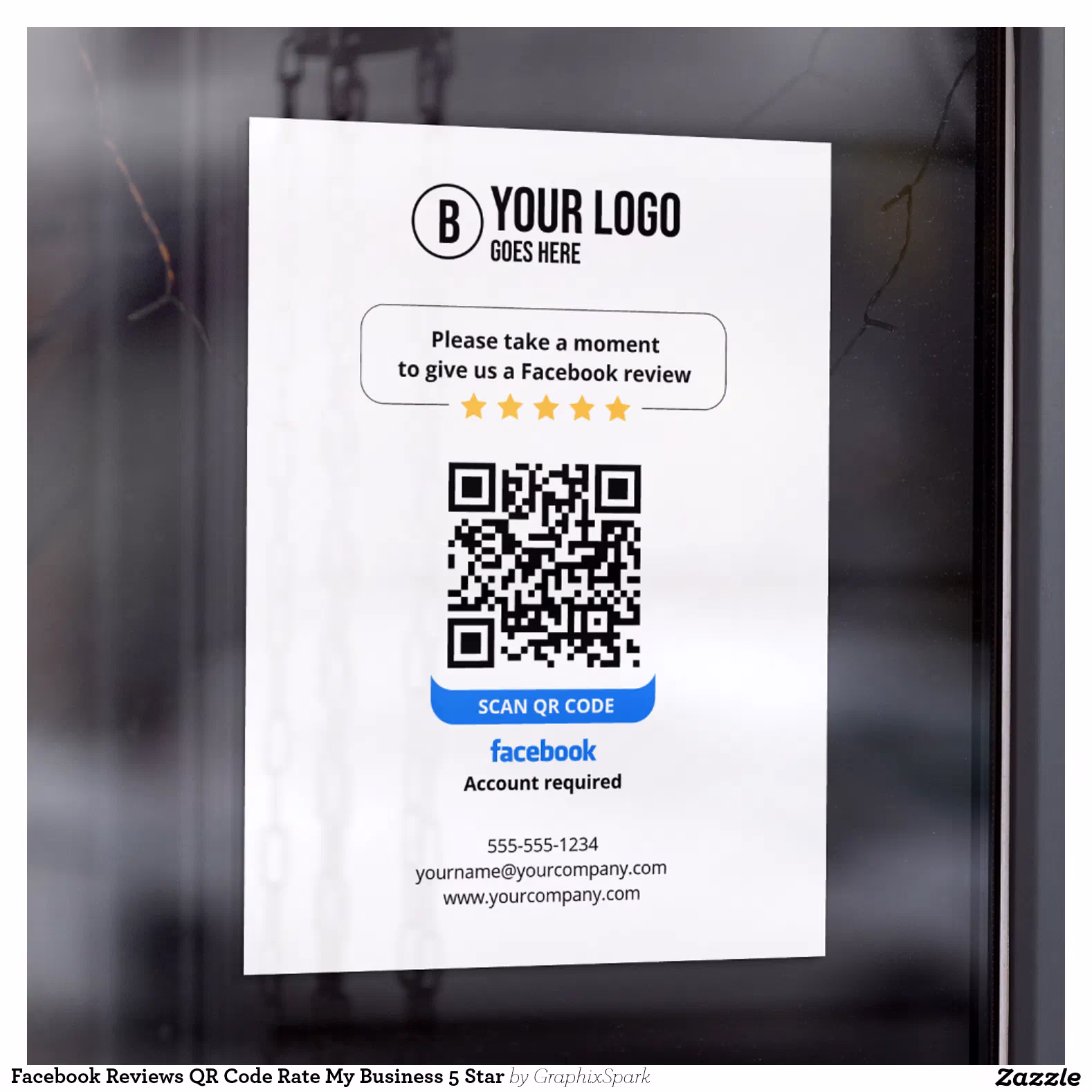 Facebook Reviews QR Code Rate My Business 5 Star Window Cling