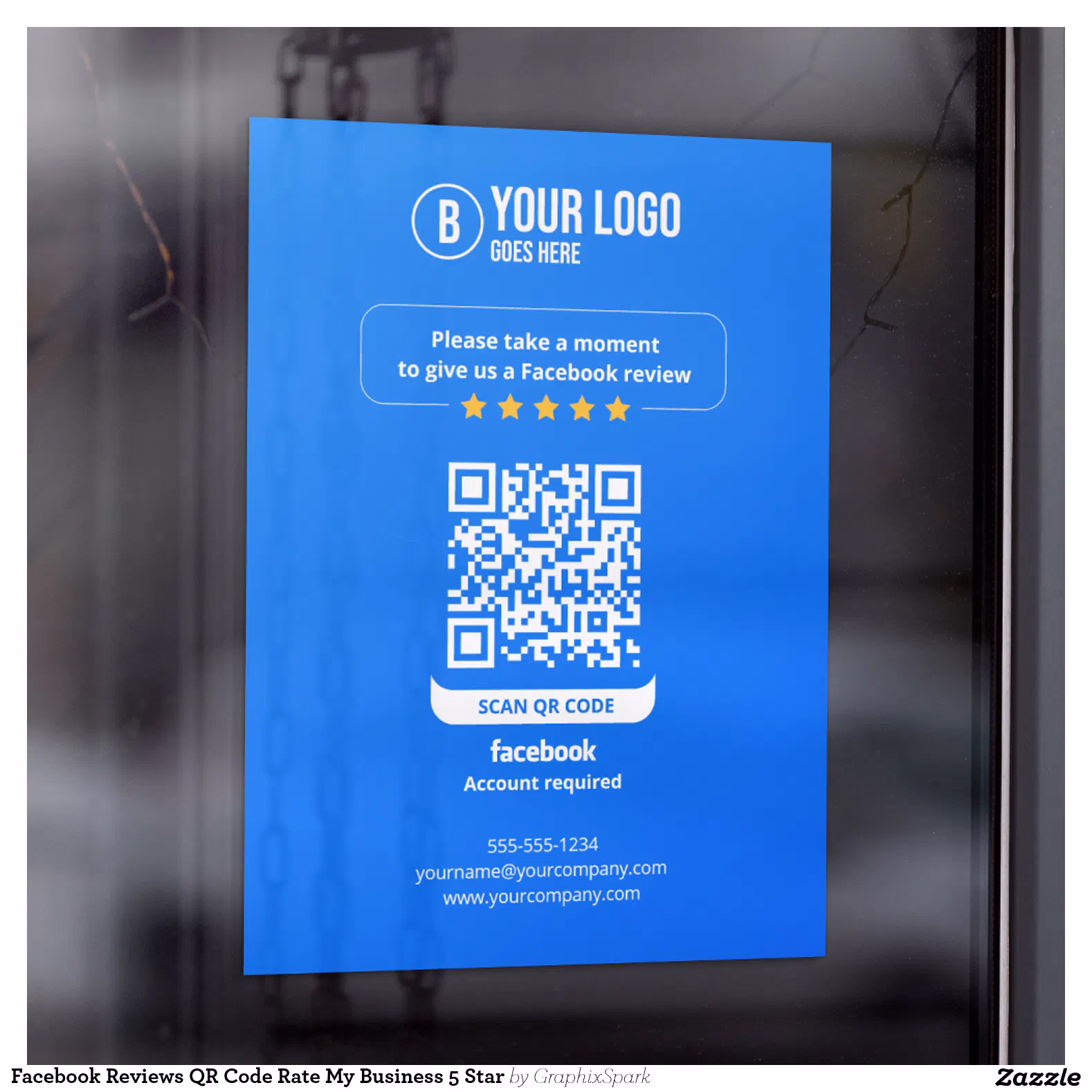 Facebook Reviews QR Code Rate My Business 5 Star Window Cling