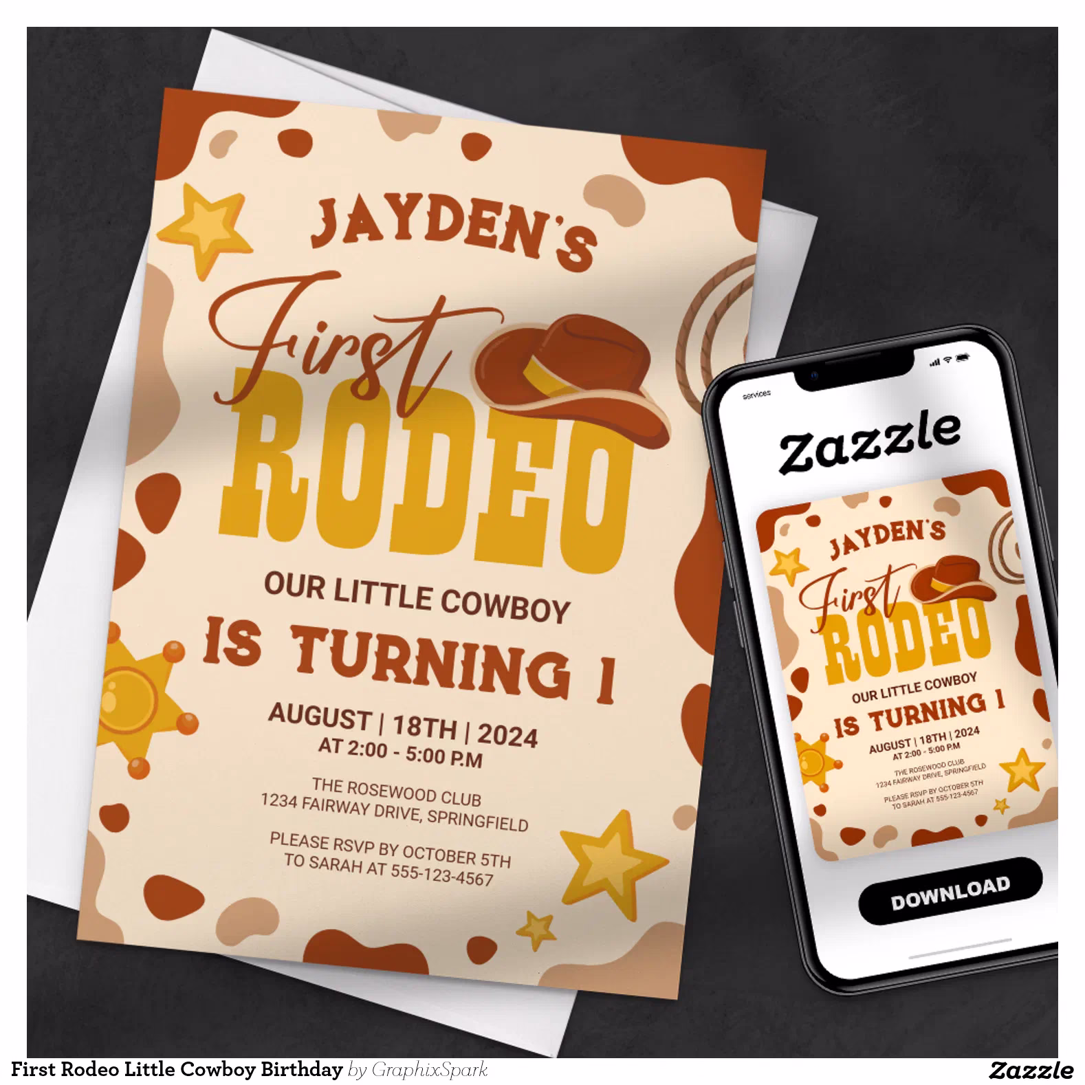 First Rodeo Little Cowboy Birthday Invitation