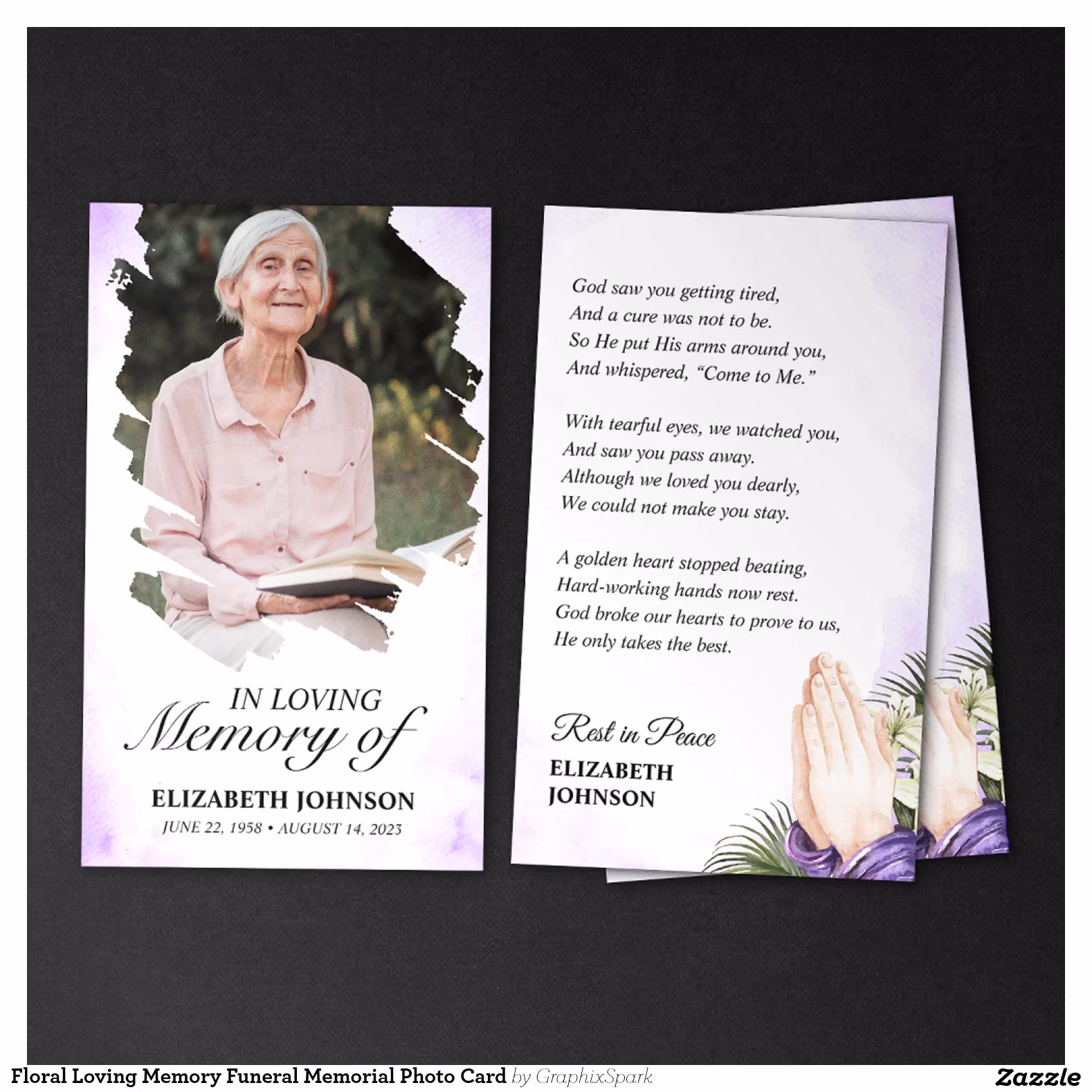 Floral Loving Memory Funeral Memorial Photo Card