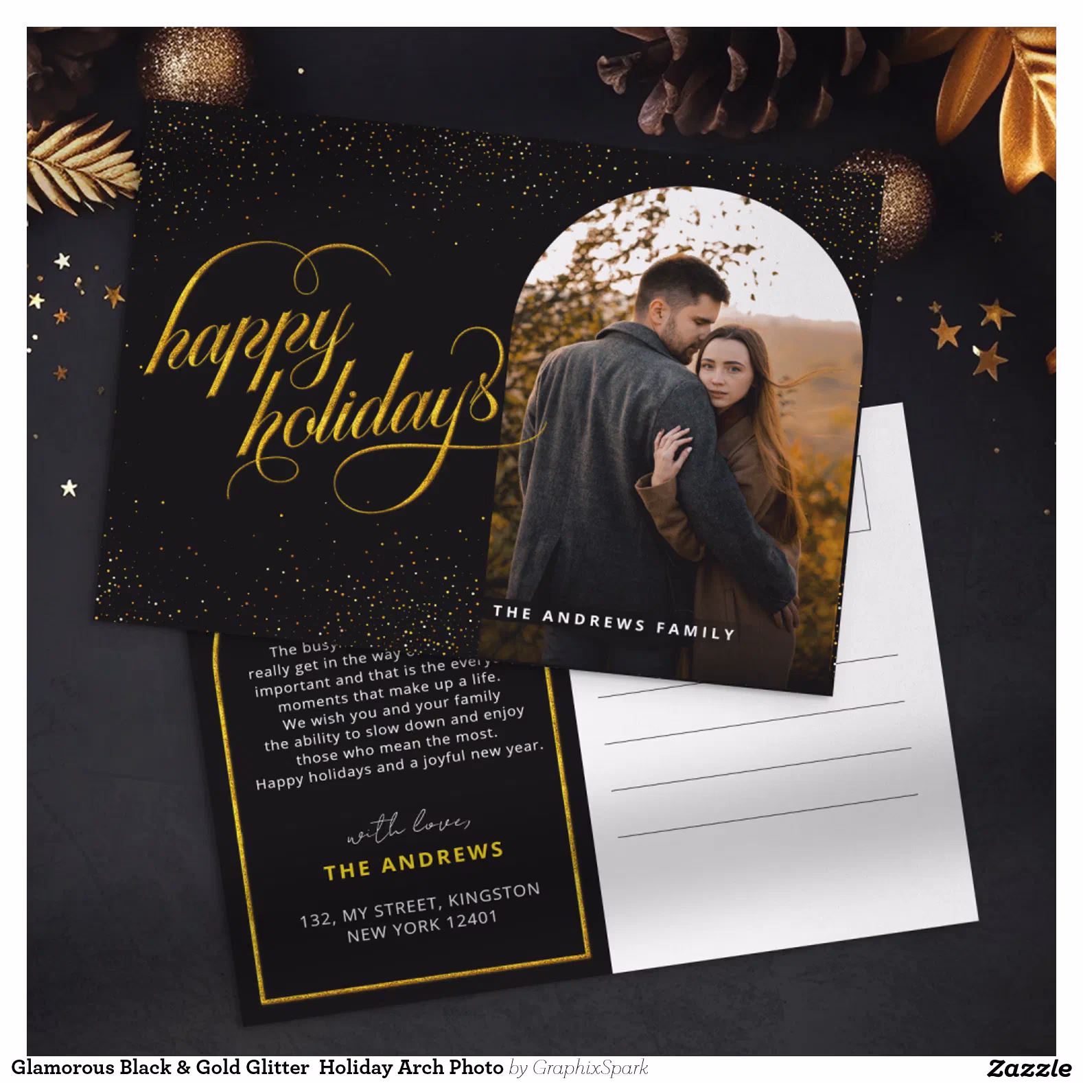 Glamorous Black & Gold Glitter  Holiday Arch Photo