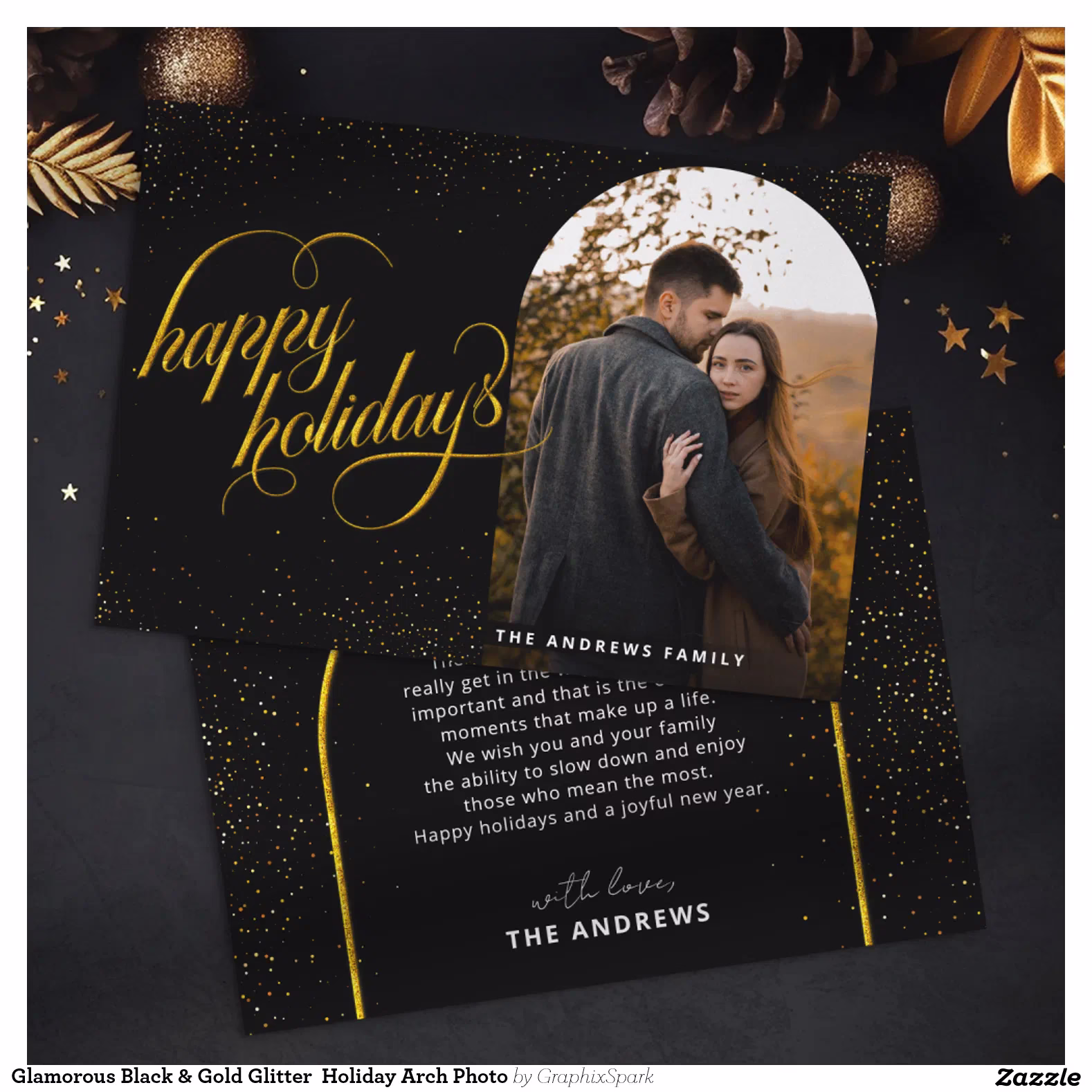 Glamorous Black & Gold Glitter  Holiday Arch Photo