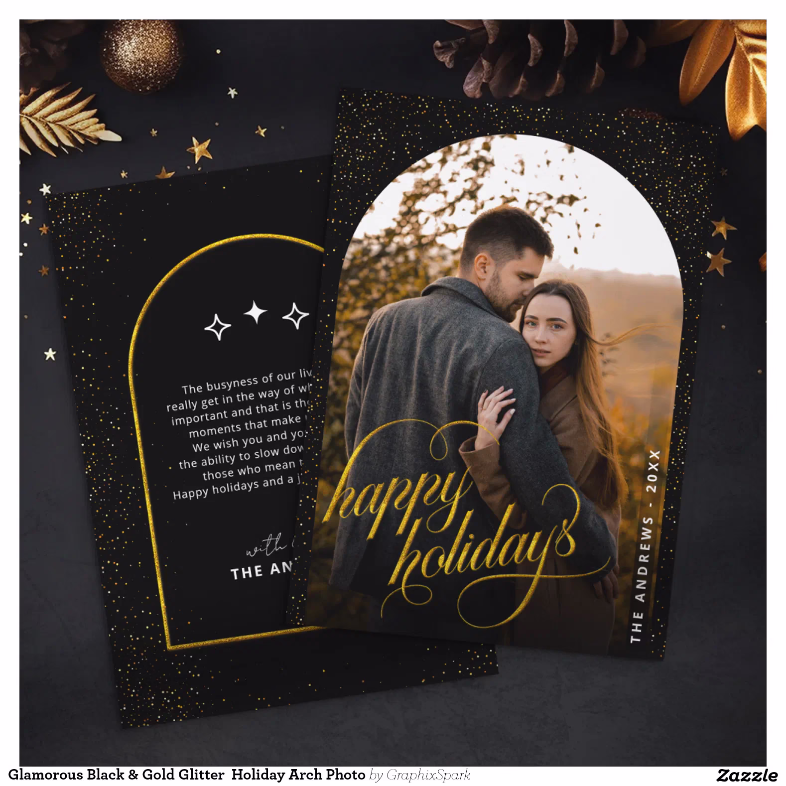 Glamorous Black & Gold Glitter  Holiday Arch Photo