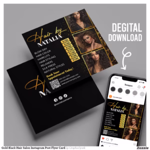 Gold Black Hair Salon Instagram Post Flyer Card