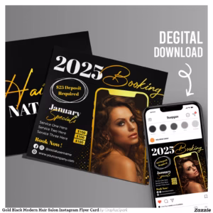 Gold Black Modern Hair Salon Instagram Flyer Card