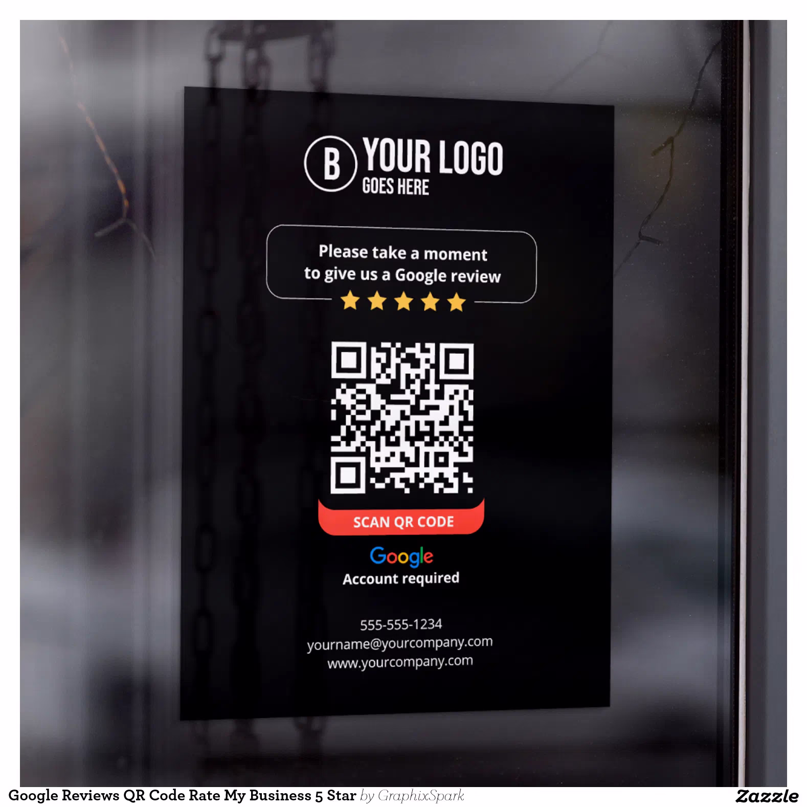 Google Reviews QR Code Rate My Business 5 Star Window Cling
