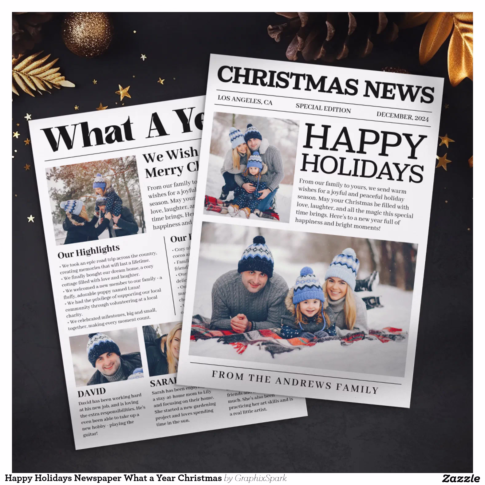 Happy Holidays Newspaper What a Year Christmas Holiday Card