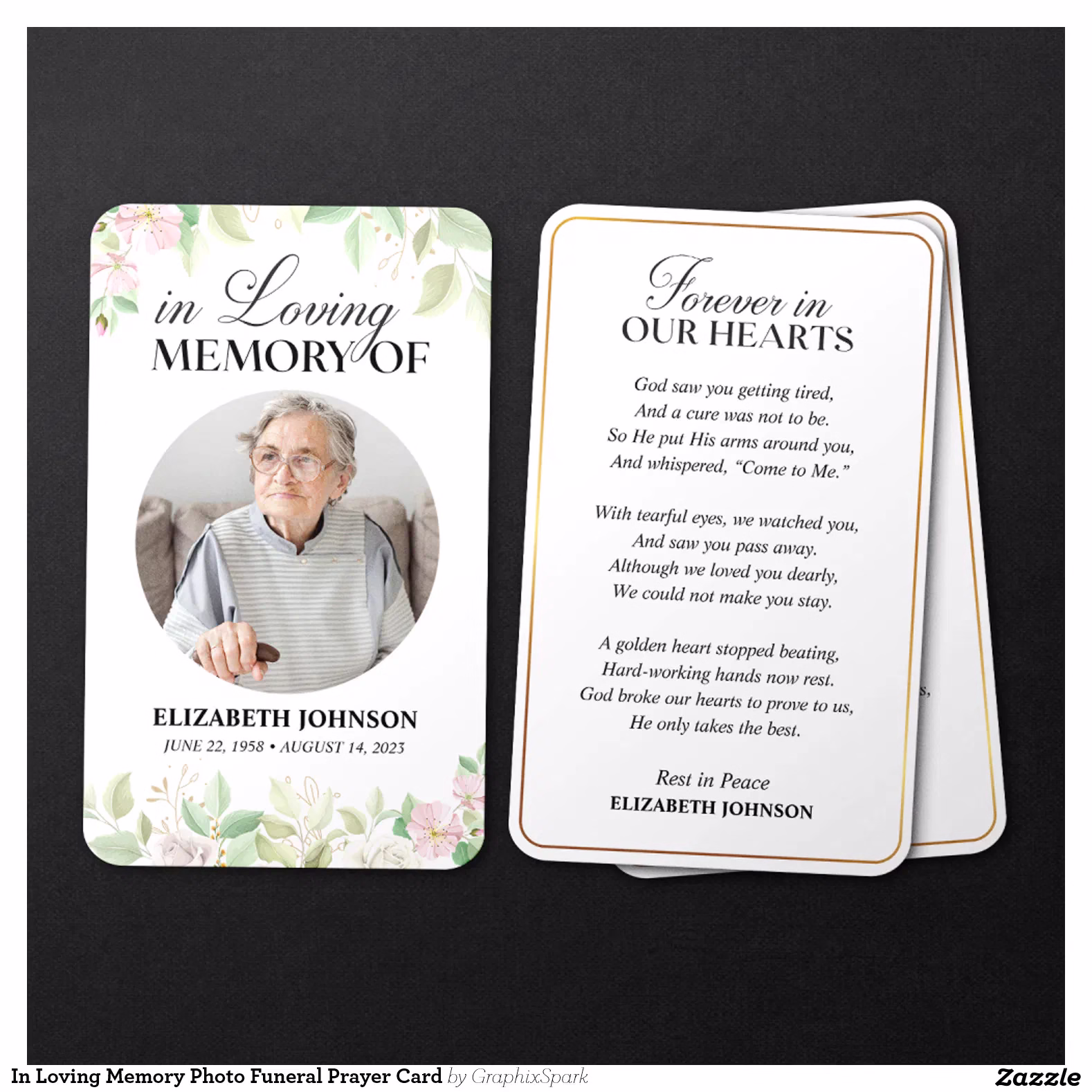 In Loving Memory Photo Funeral Prayer Card