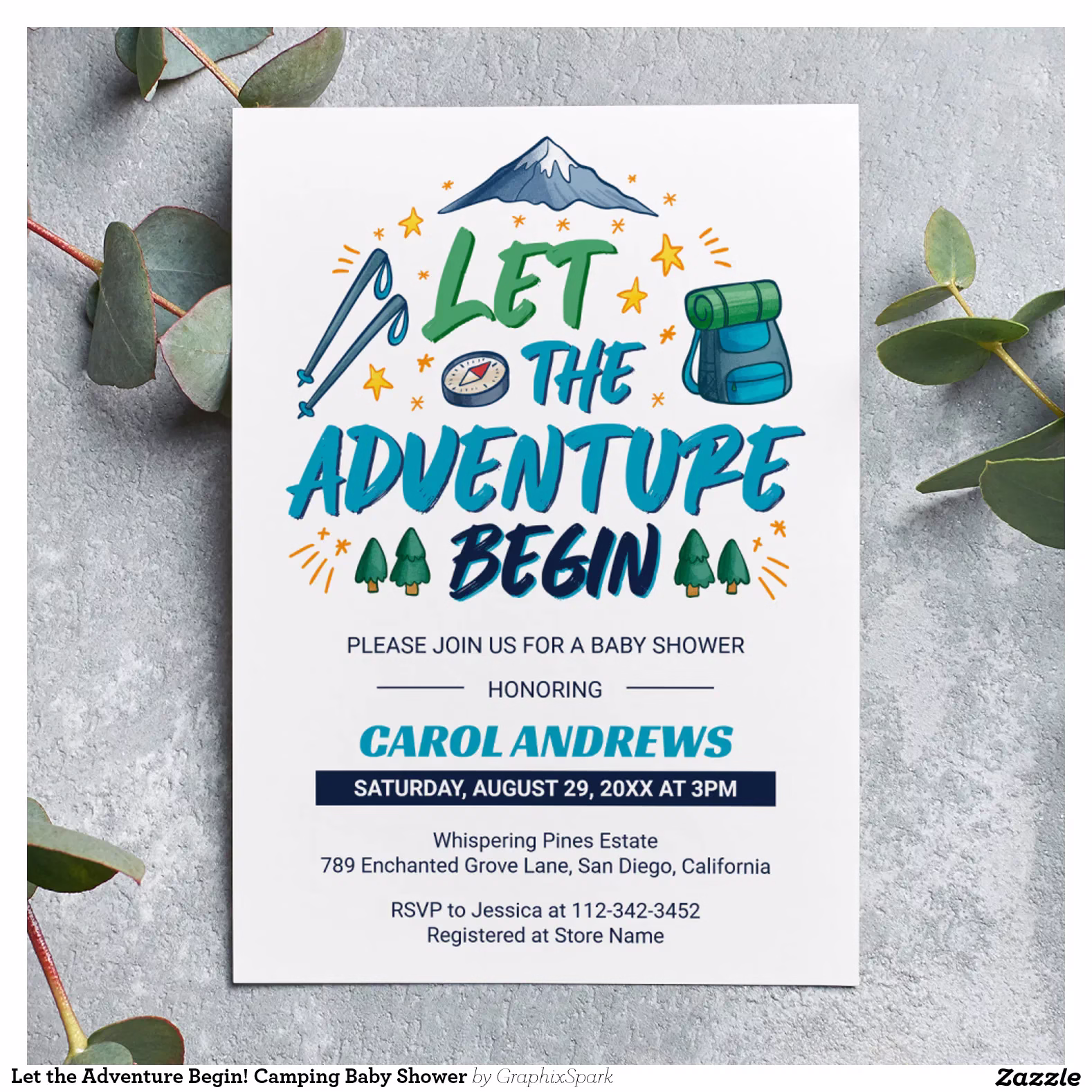 Let the Adventure Begin! Camping Baby Shower Invitation