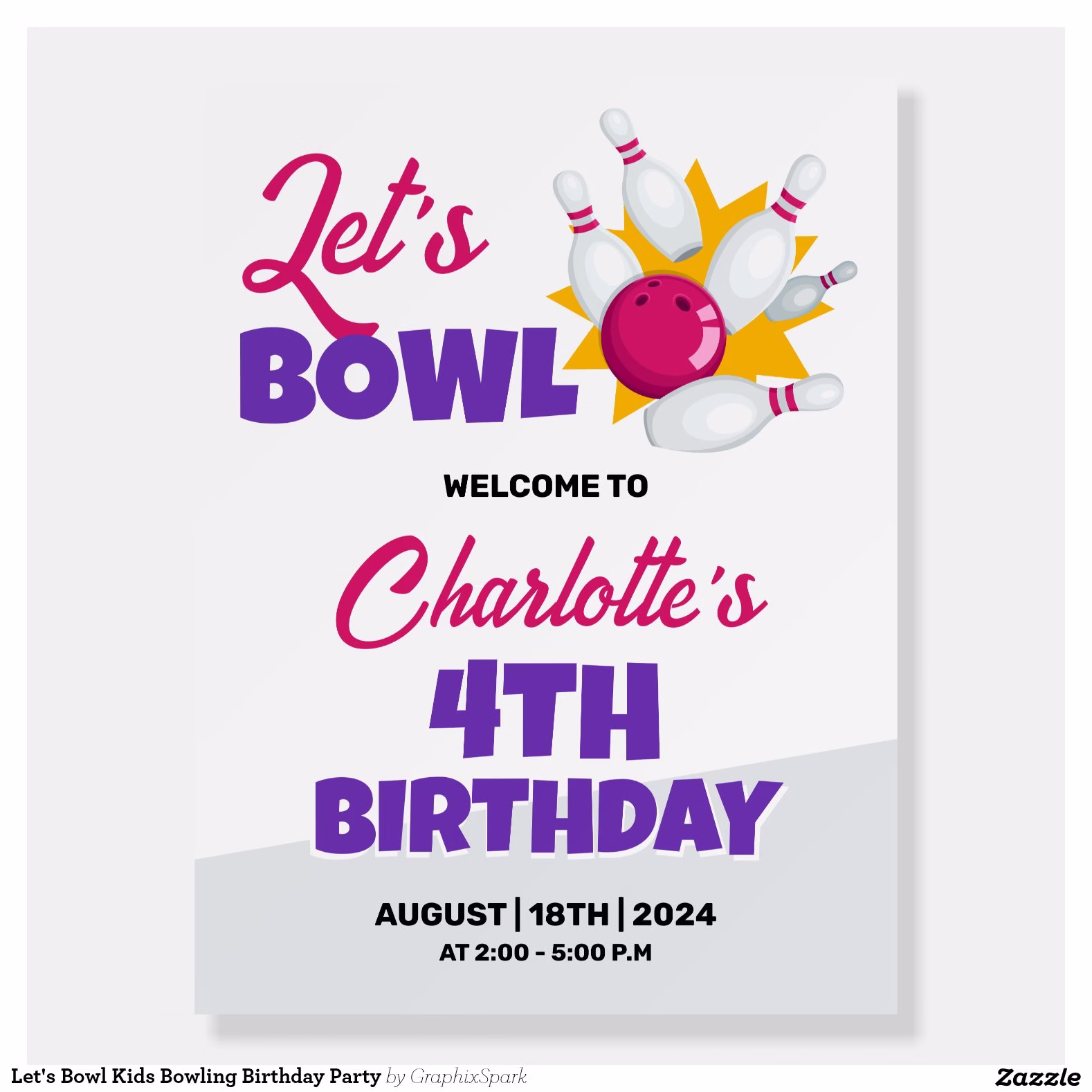 Let's Bowl Kids Bowling Birthday Party Foam Board