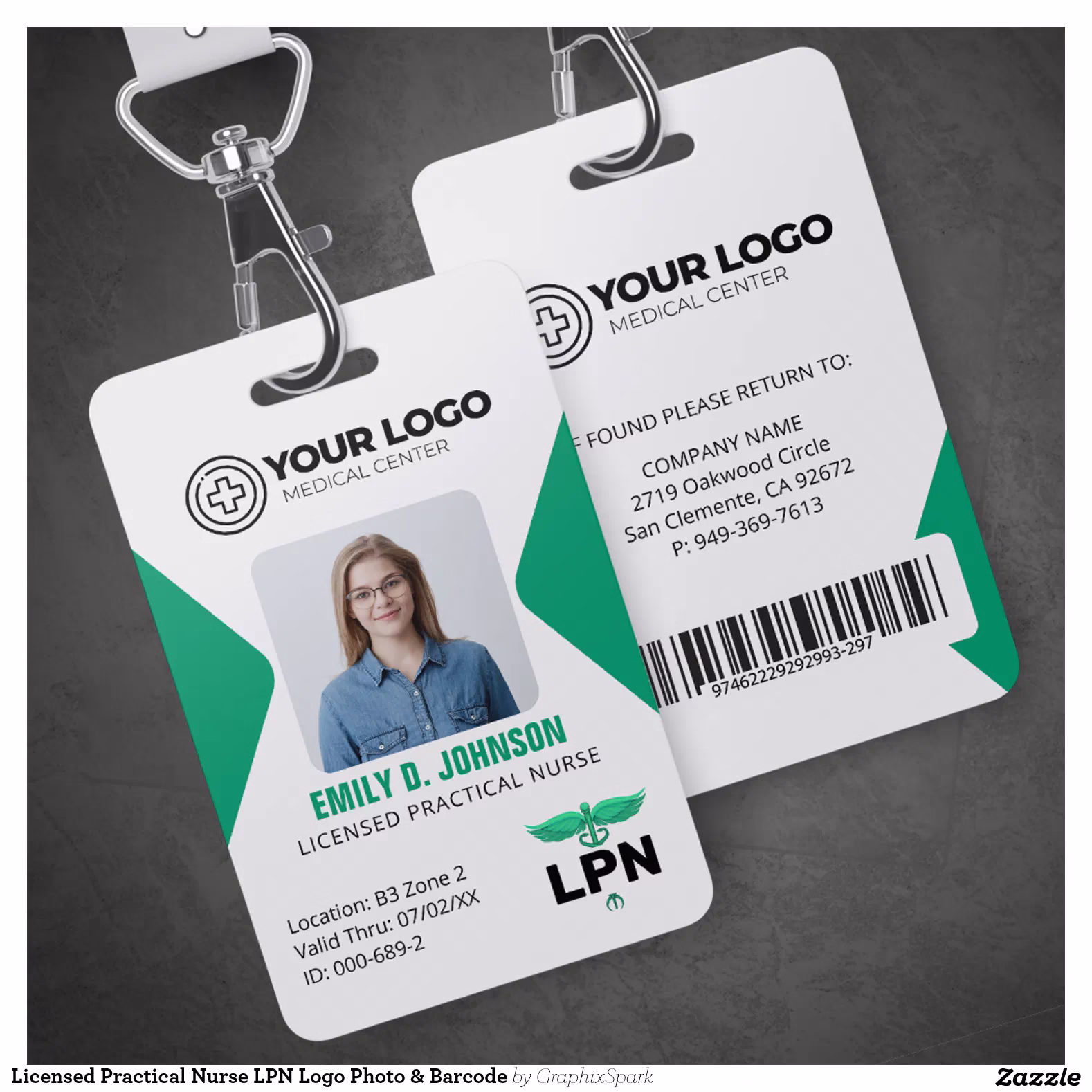 Licensed Practical Nurse LPN Logo Photo & Barcode Badge