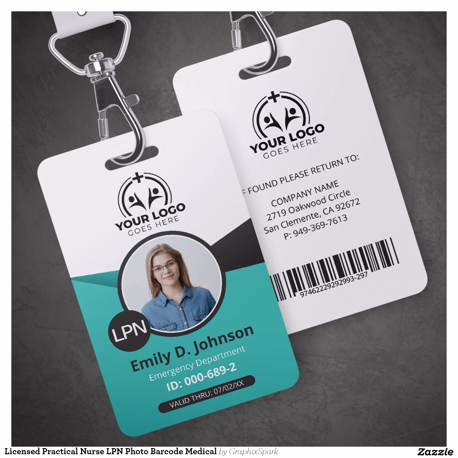 Licensed Practical Nurse LPN Photo Barcode Medical Badge