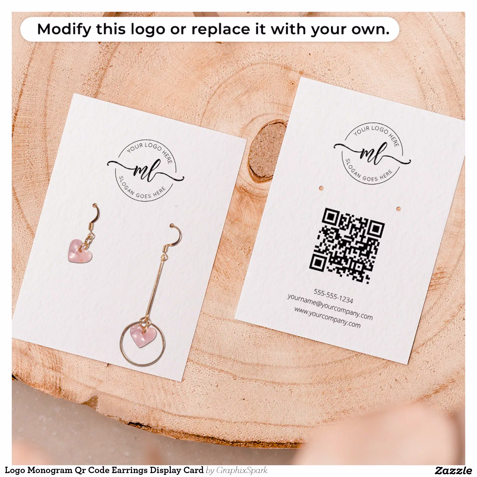 Logo Monogram Qr Code Earrings Display Card