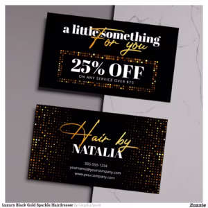 Luxury Black Gold Sparkle Hairdresser Discount Card