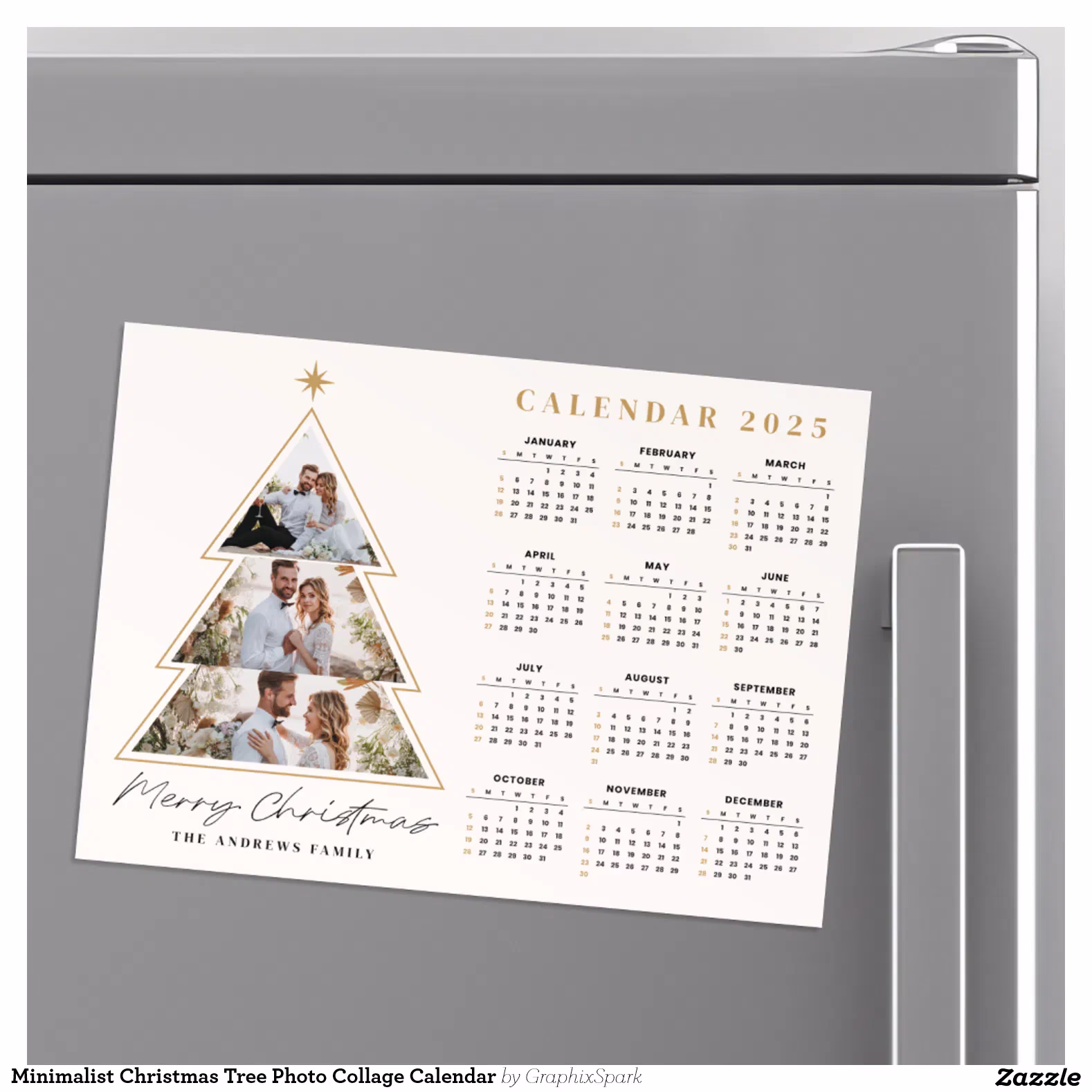 Minimalist Christmas Tree Photo Collage Calendar