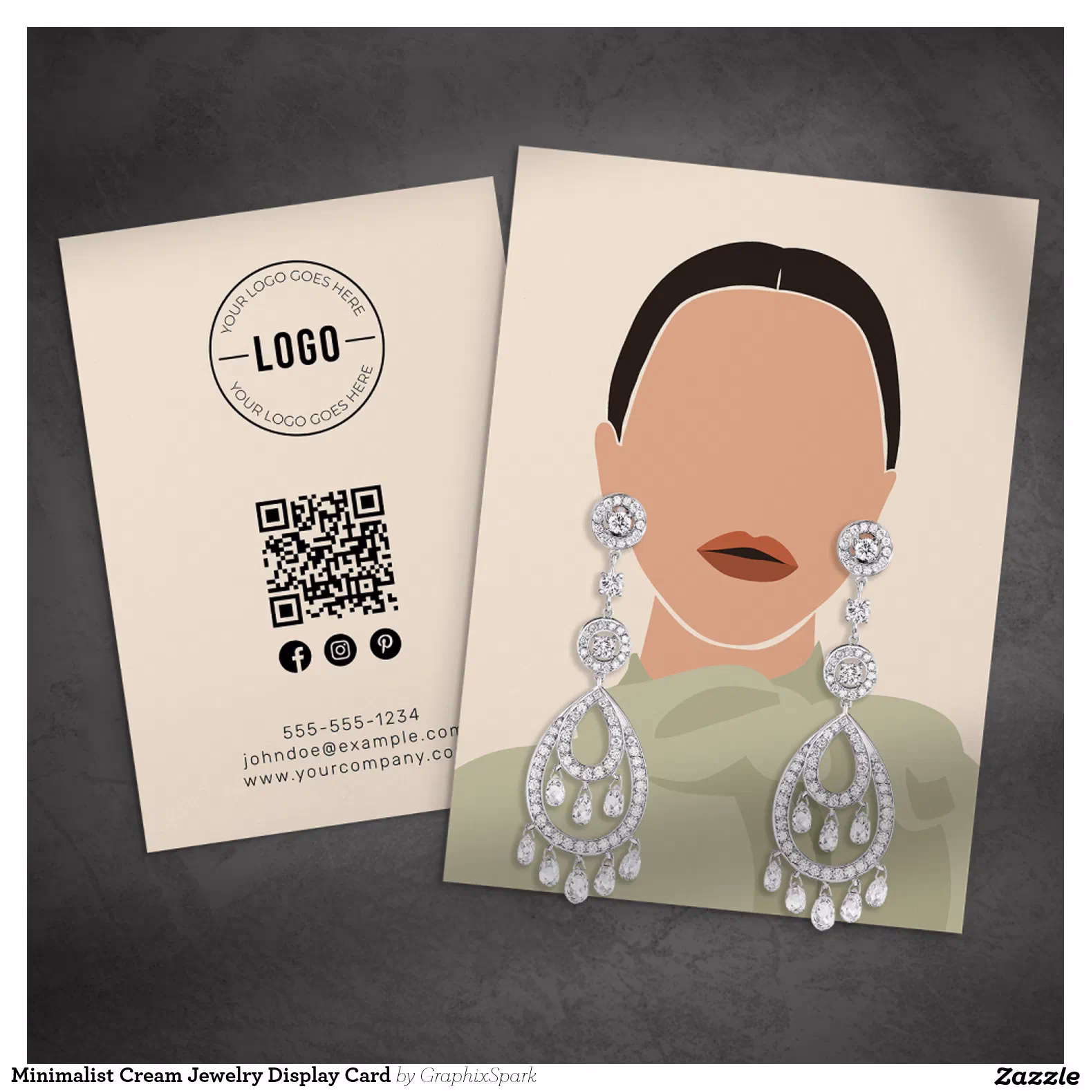 Minimalist Cream Jewelry Display Card