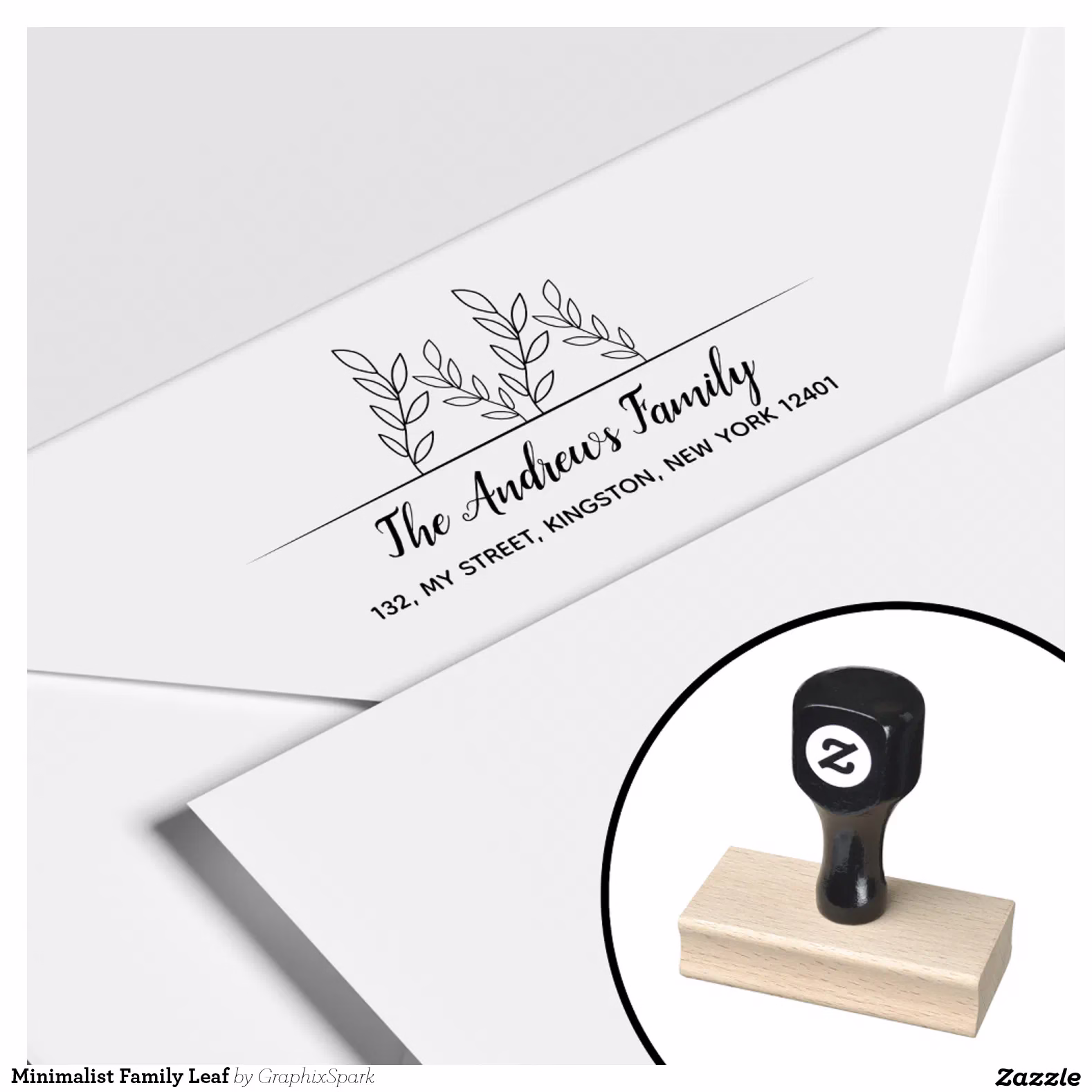 Minimalist Family Leaf Rubber Stamp