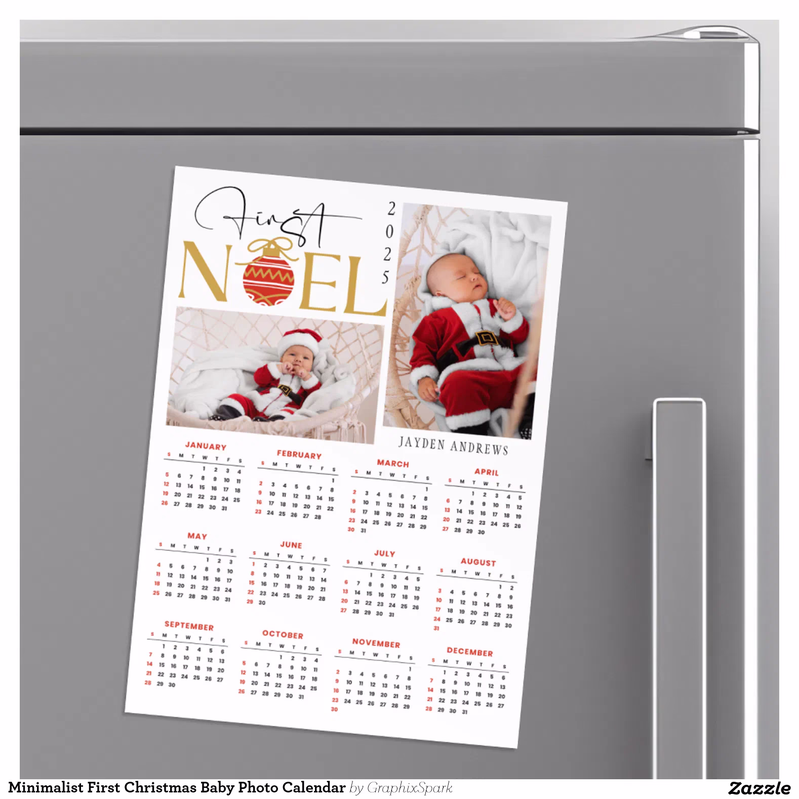 Minimalist First Christmas Baby Photo Calendar