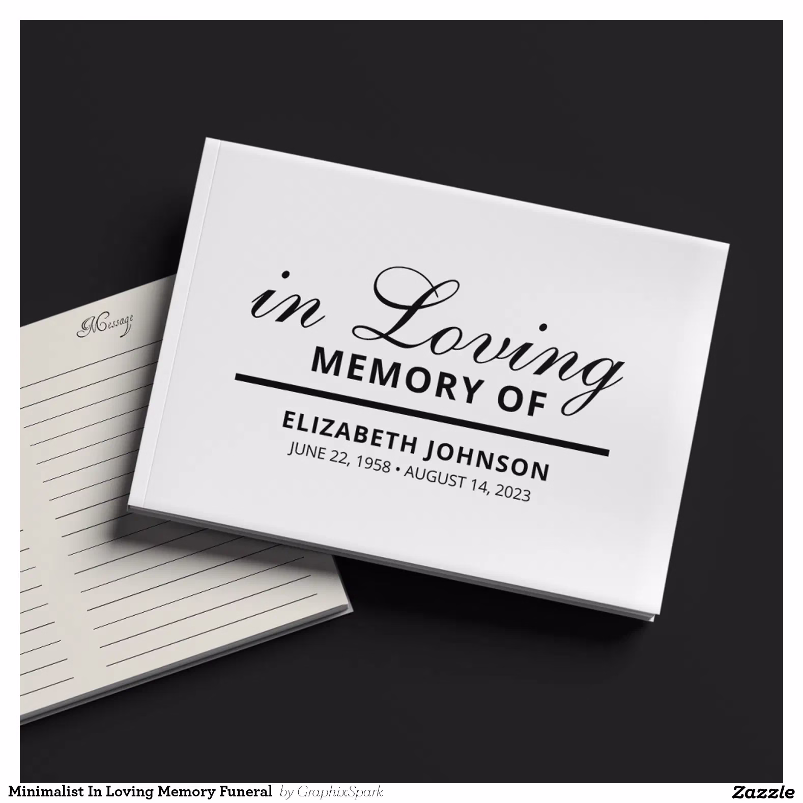 Minimalist In Loving Memory Funeral  Guest Book