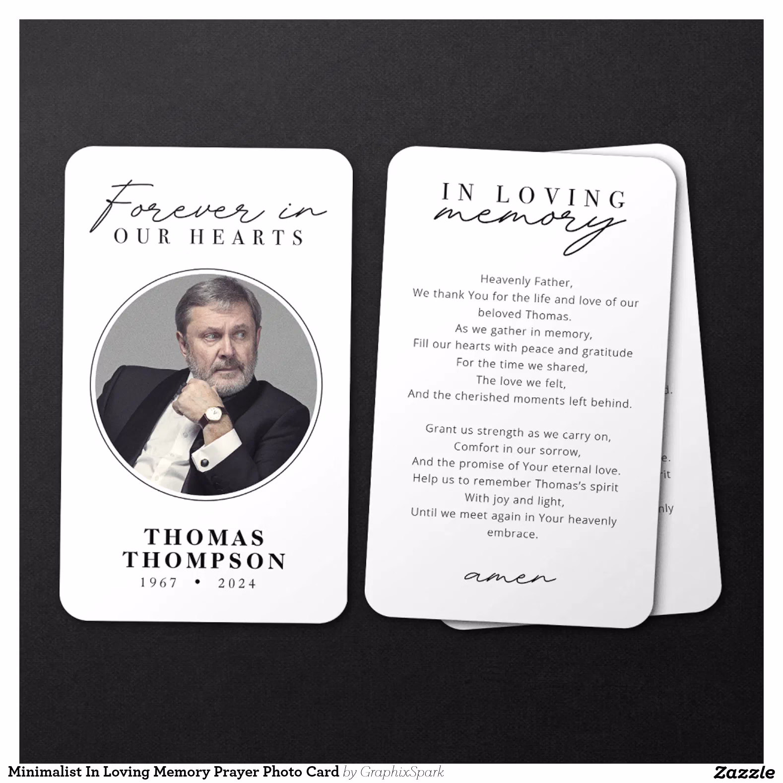 Minimalist In Loving Memory Prayer Photo Card