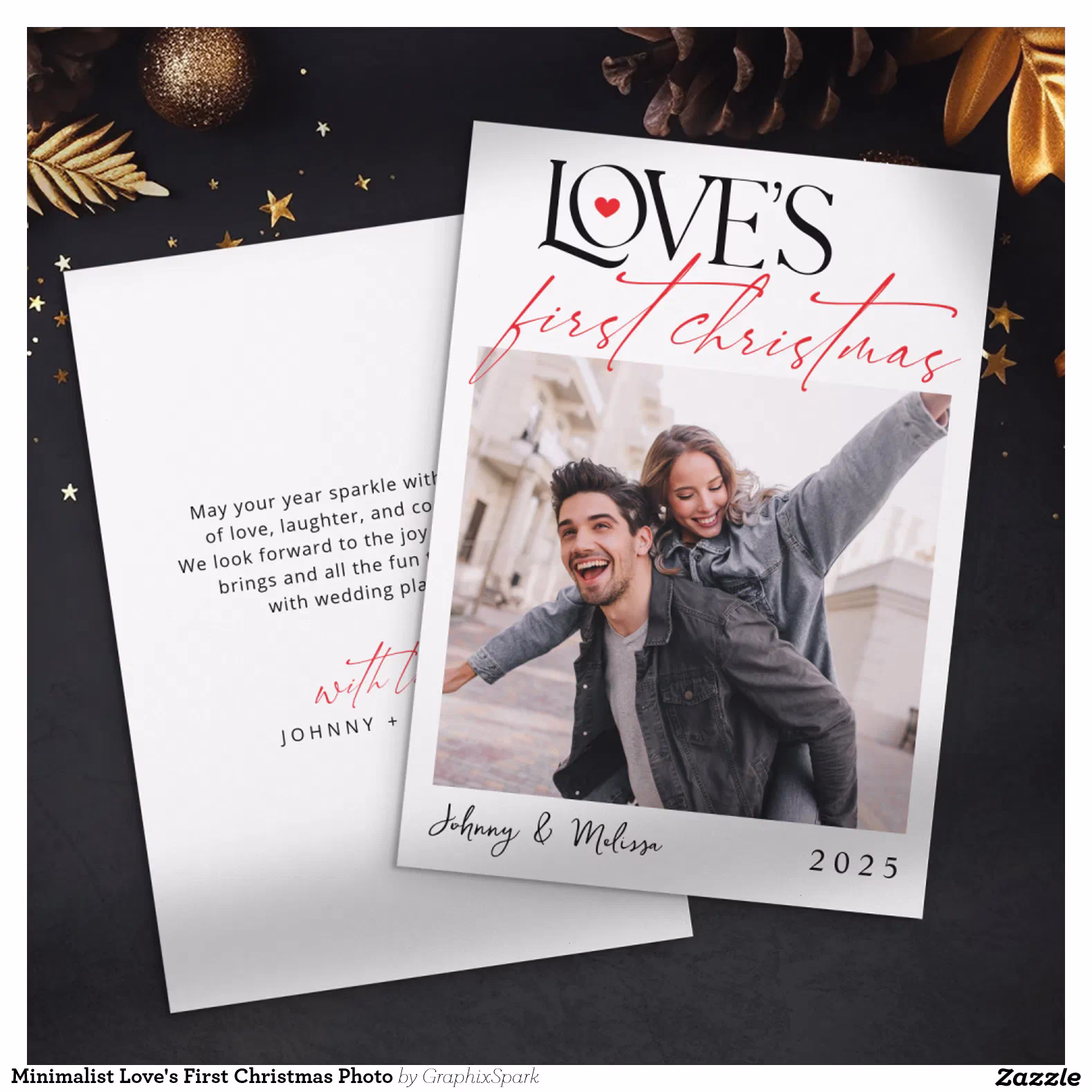 Minimalist Love's First Christmas Photo Holiday Card