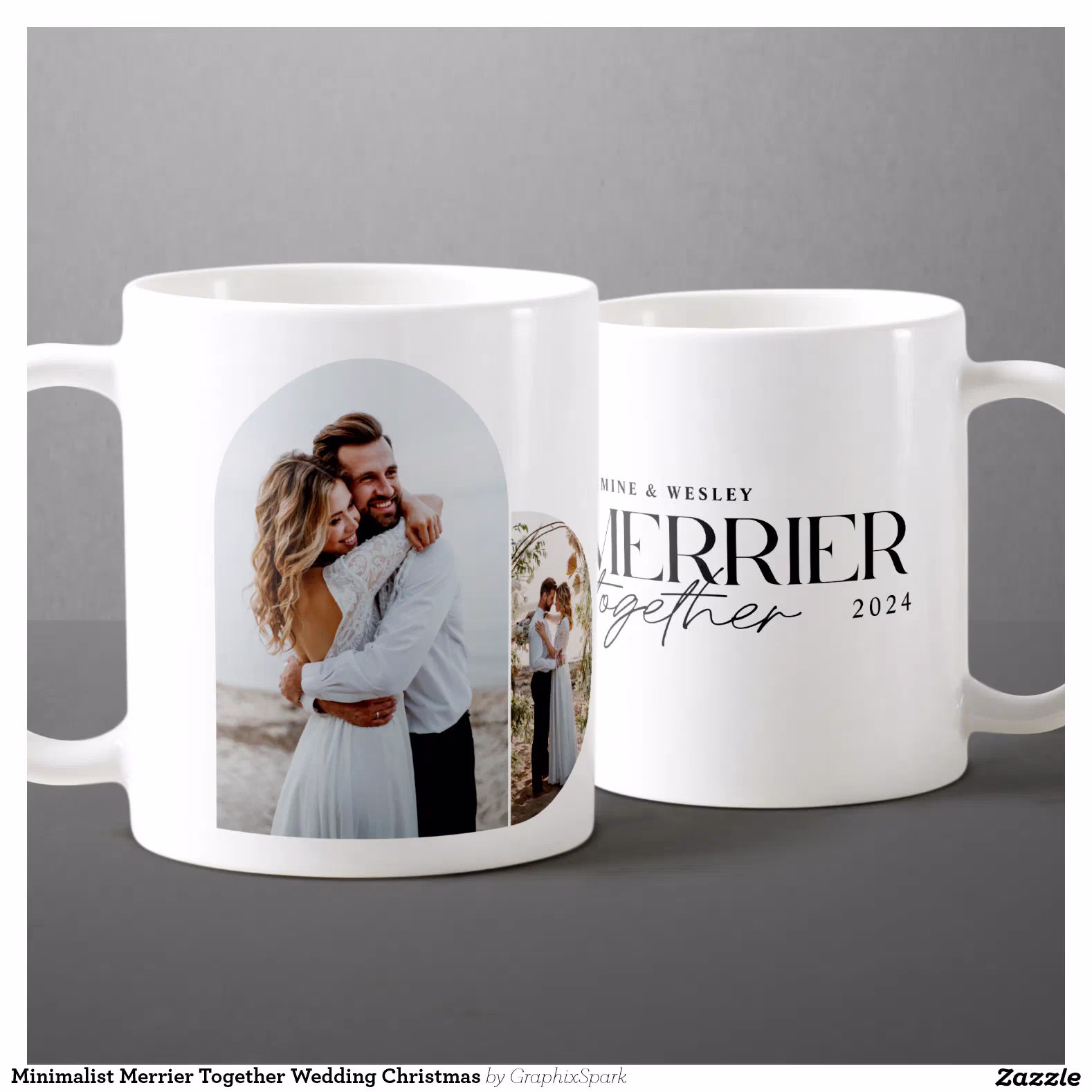 Minimalist Merrier Together Wedding Christmas Coffee Mug