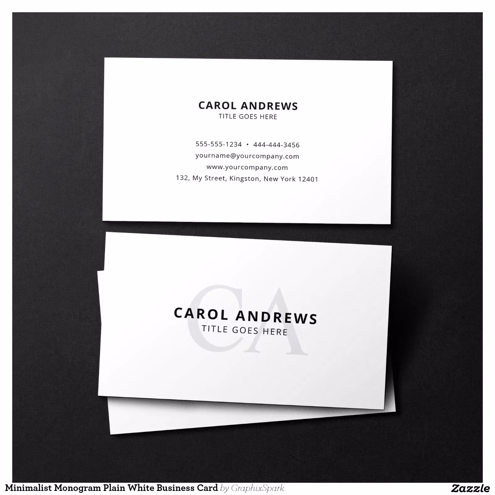 Minimalist Monogram Plain White Business Card